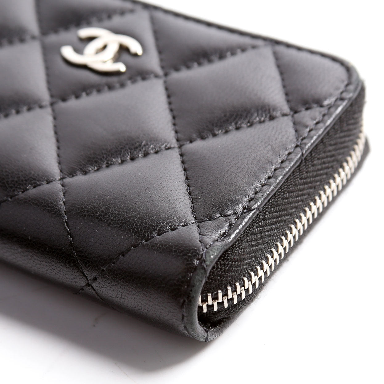 Classic Quilted Zippy Coin Purse Lambskin Black