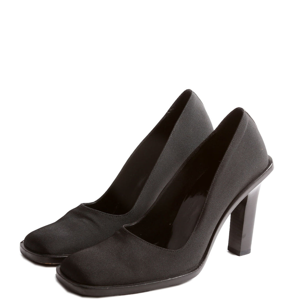 Canvas Square Toe Block Heel Size 7