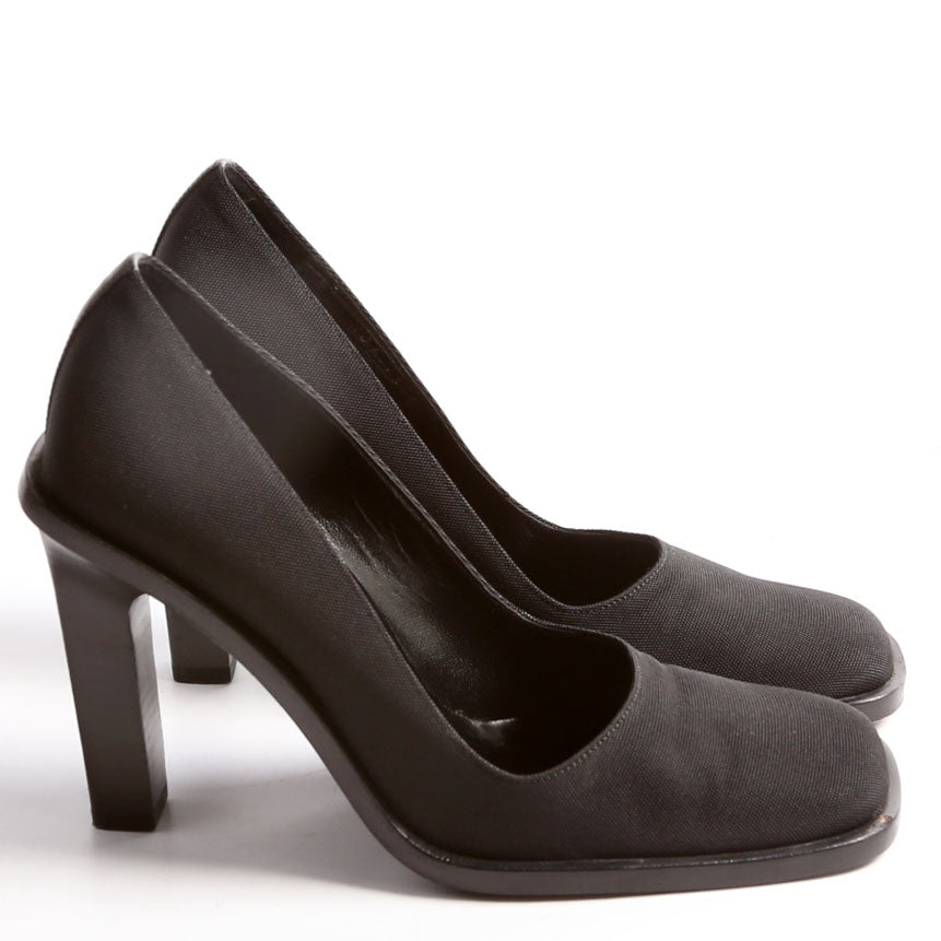 Canvas Square Toe Block Heel Size 7