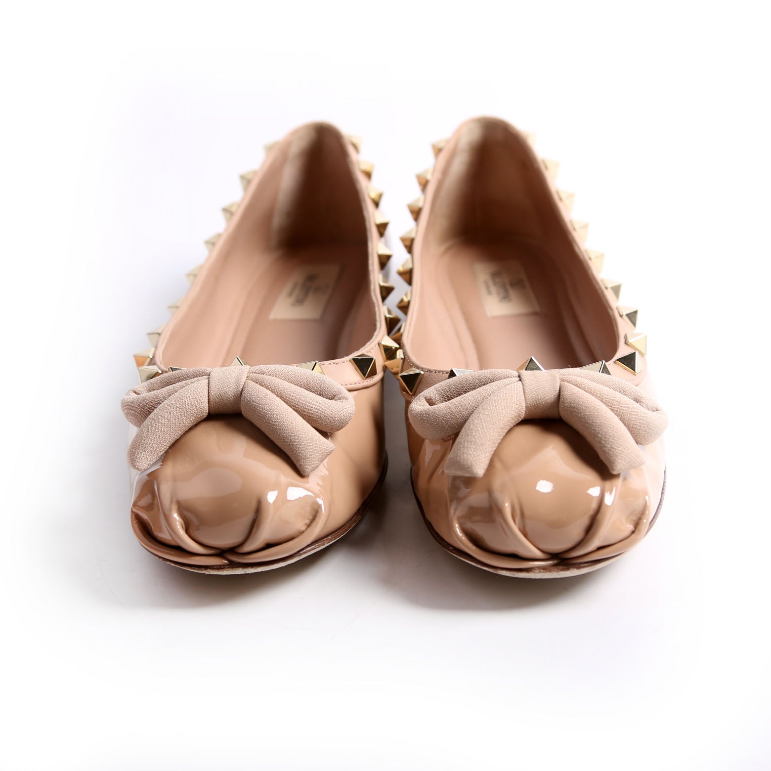 Rockstud Bow Ballerina Flats Size 37.5 Nude