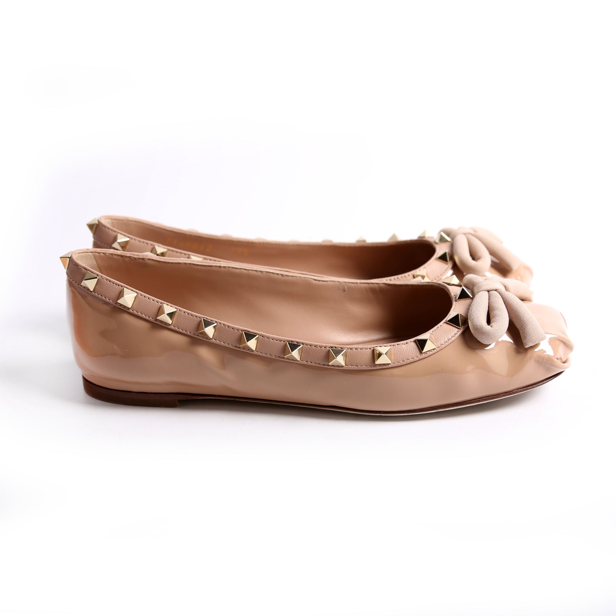 Rockstud Bow Ballerina Flats Size 37.5 Nude