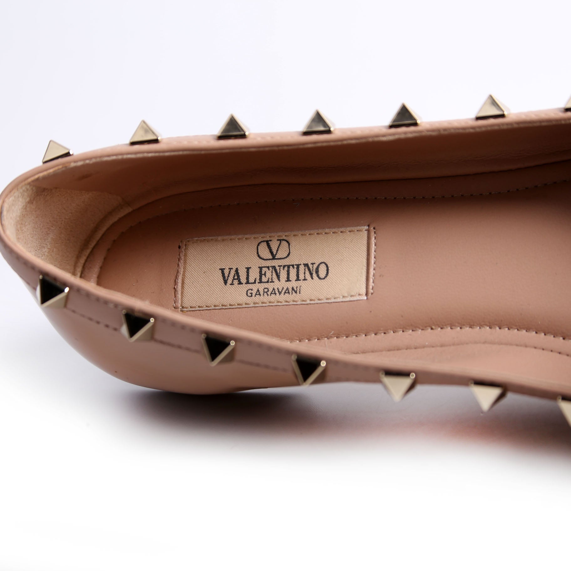 Rockstud Bow Ballerina Flats Size 37.5 Nude
