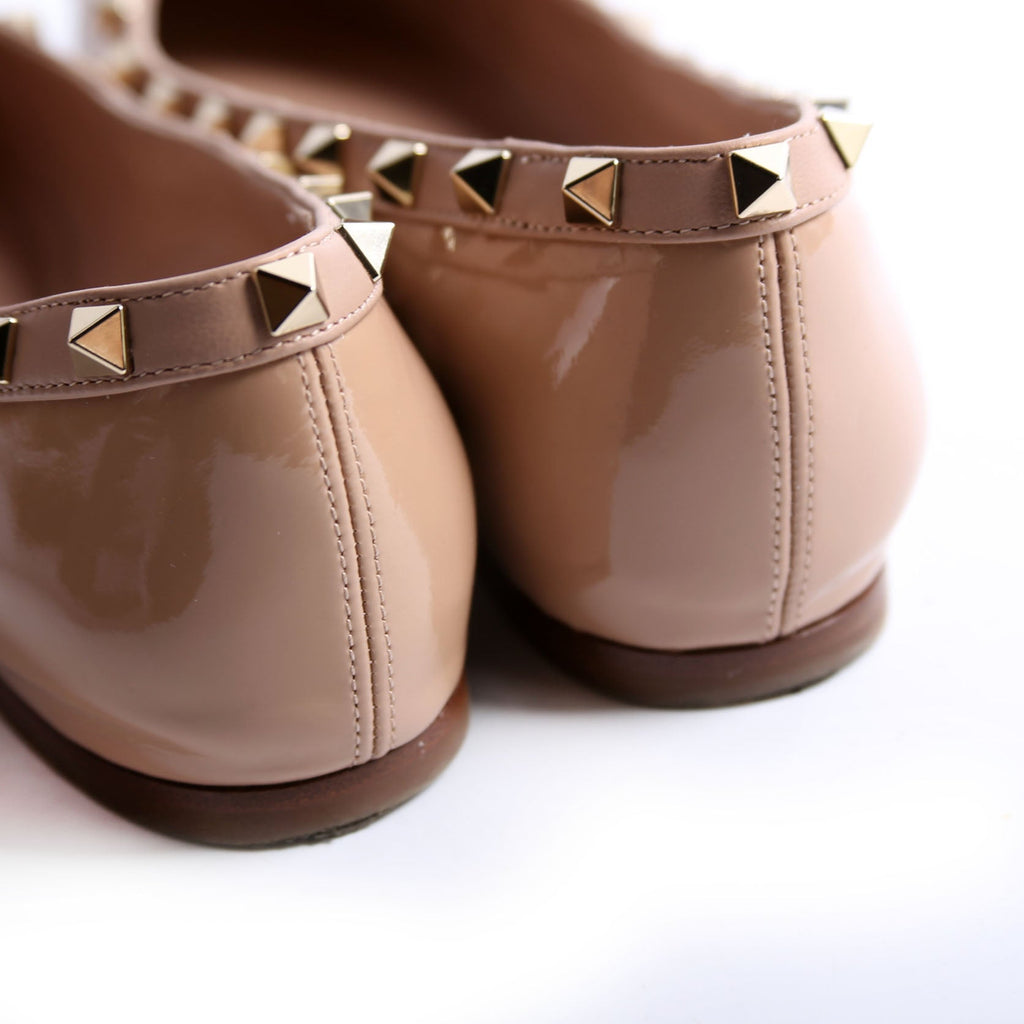 Rockstud Bow Ballerina Flats Size 37.5 Nude