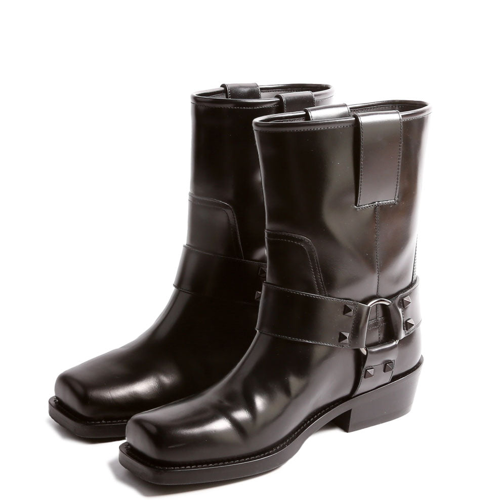 Rockstud Biker Ankle Boots Size 38 Black