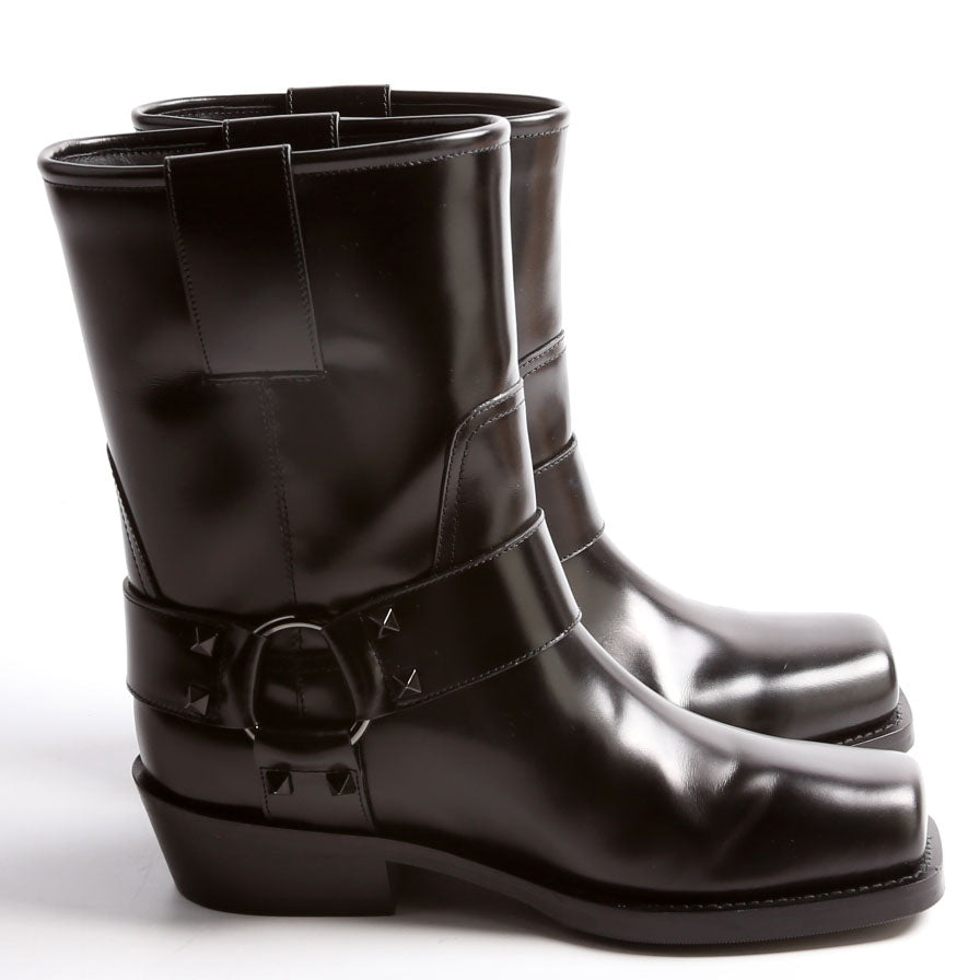 Rockstud Biker Ankle Boots Size 38 Black