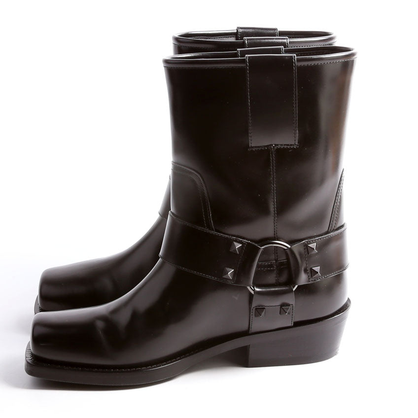Rockstud Biker Ankle Boots Size 38 Black