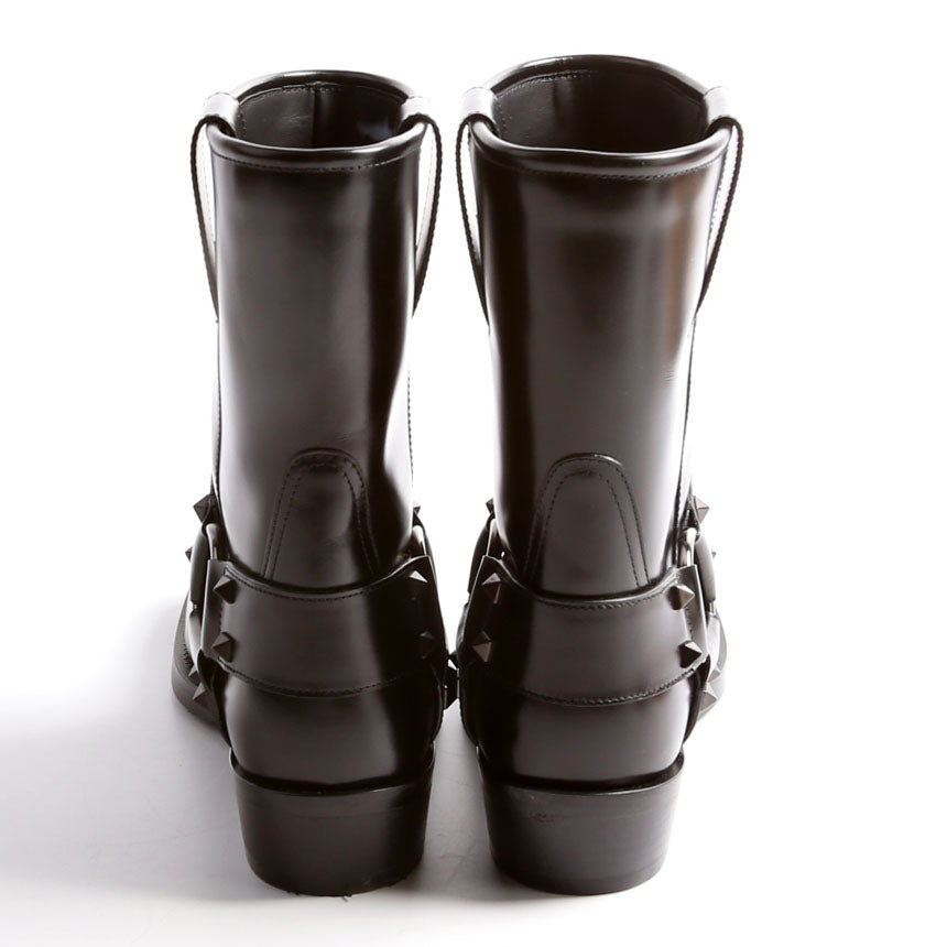Rockstud Biker Ankle Boots Size 38 Black