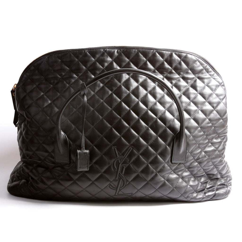 736009 Es Giant Travel Bag Quilted Calskin Black/Gold