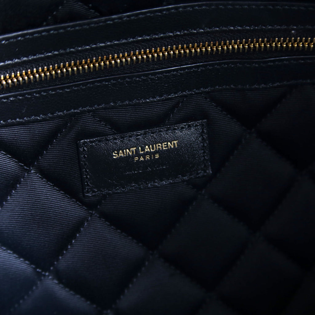 736009 Es Giant Travel Bag Quilted Calskin Black/Gold