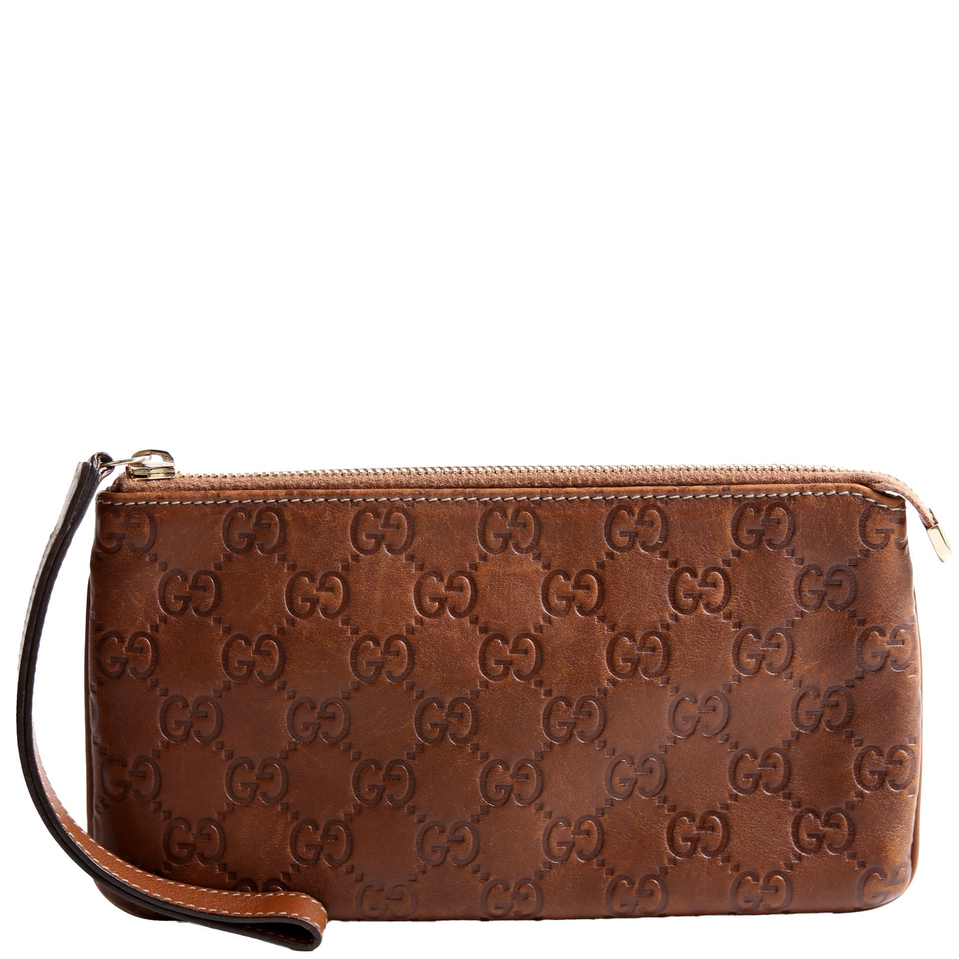 190553 Guccissima Leather Wristlet Brown