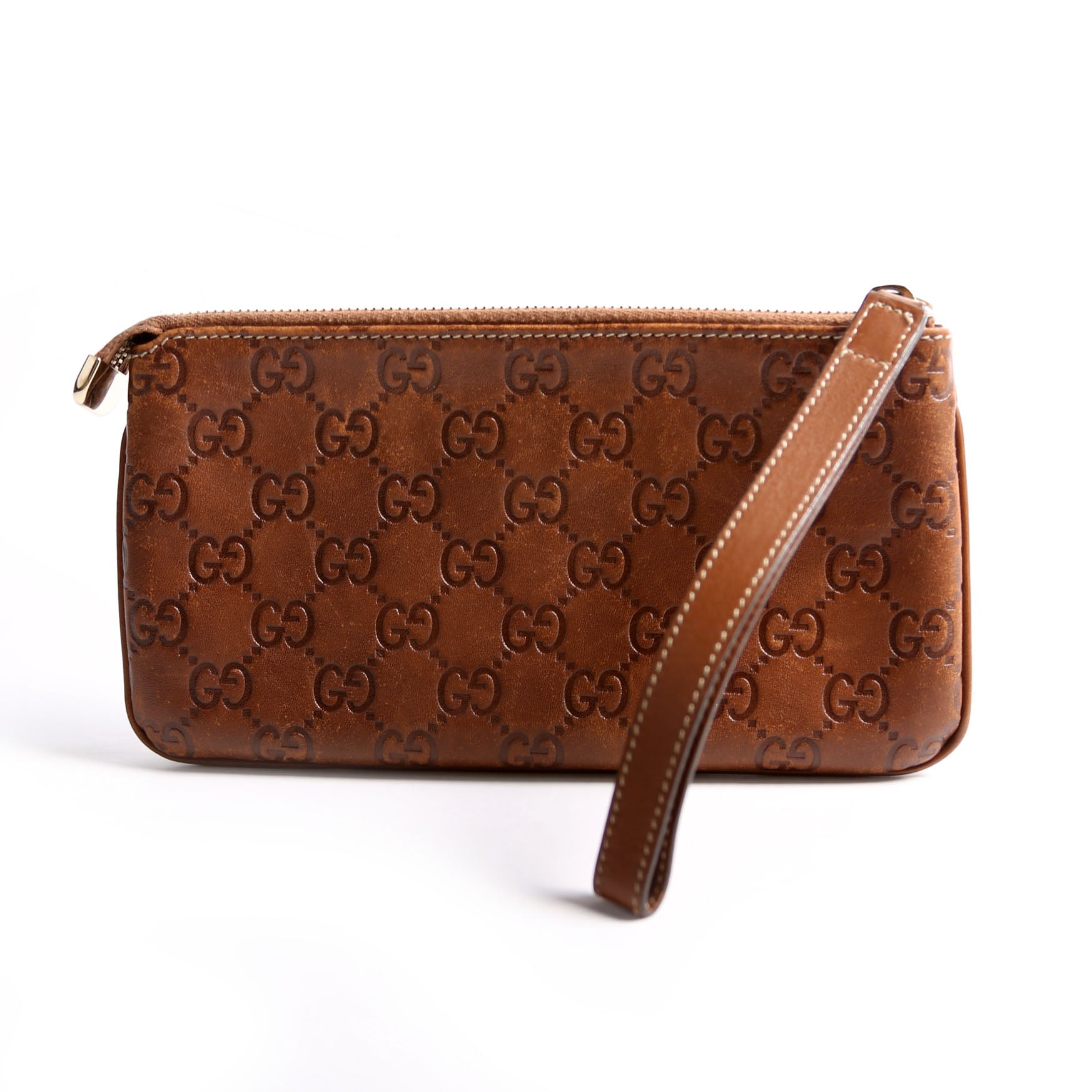 190553 Guccissima Leather Wristlet Brown
