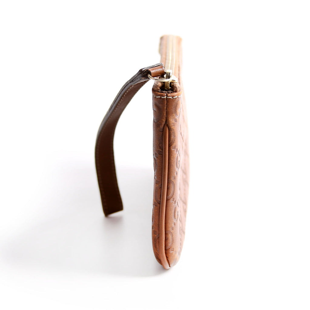 190553 Guccissima Leather Wristlet Brown