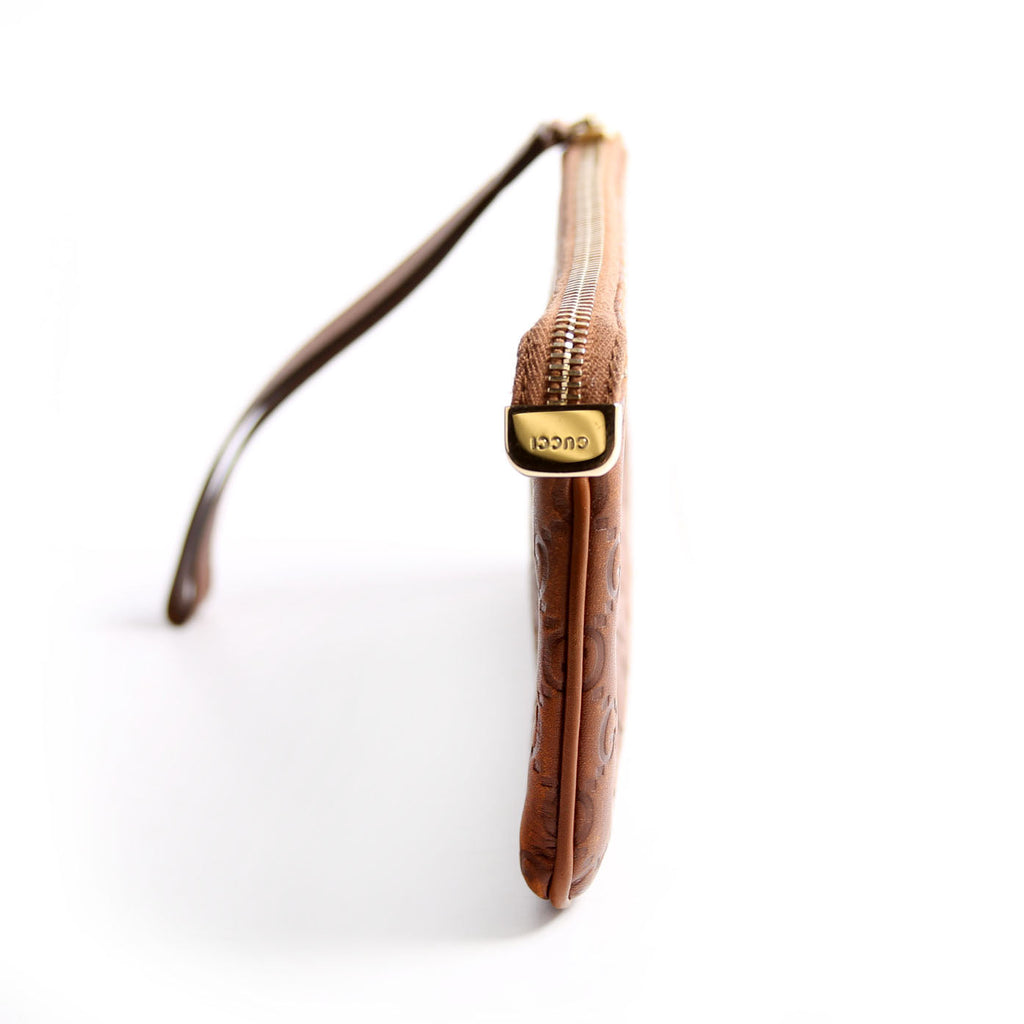 190553 Guccissima Leather Wristlet Brown