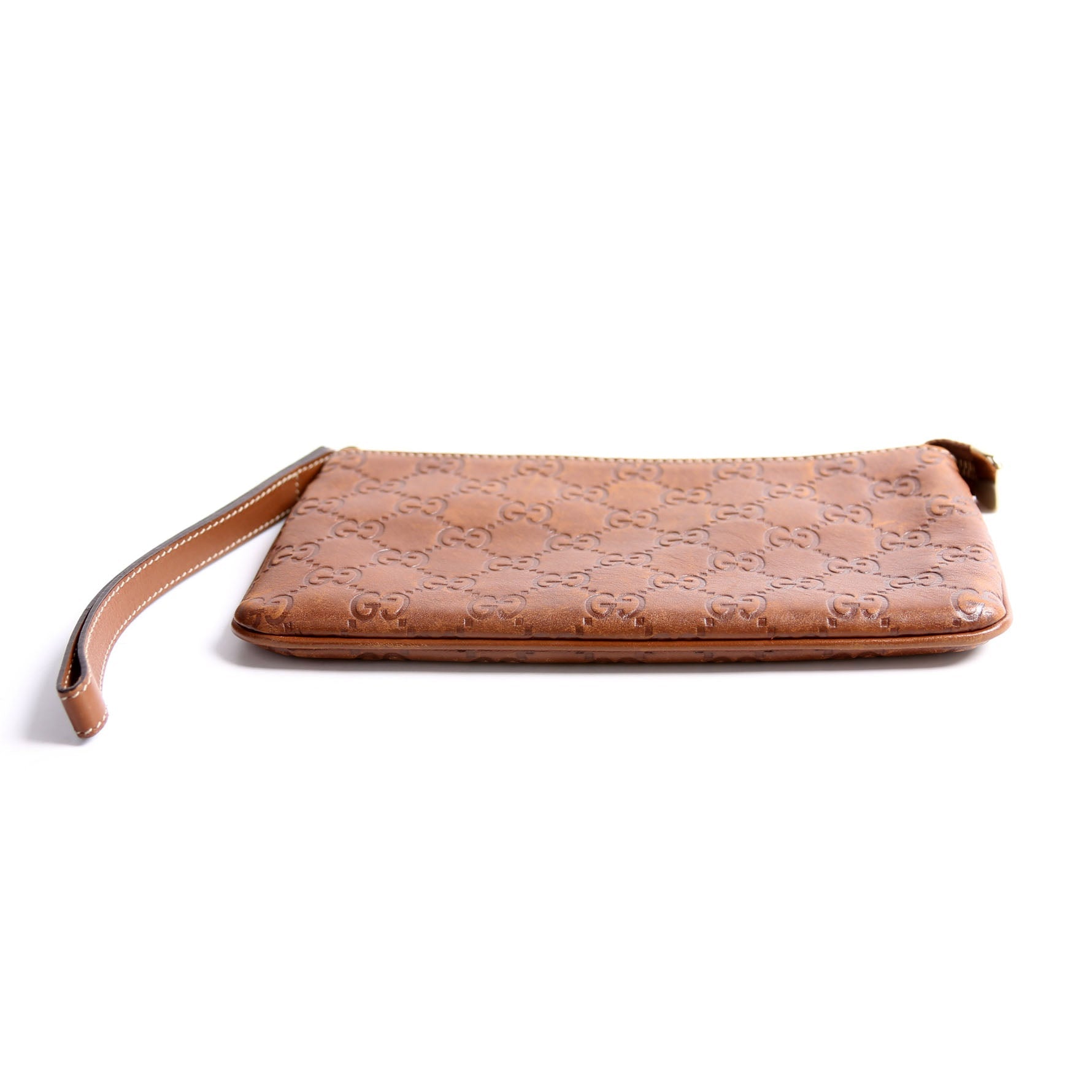 190553 Guccissima Leather Wristlet Brown