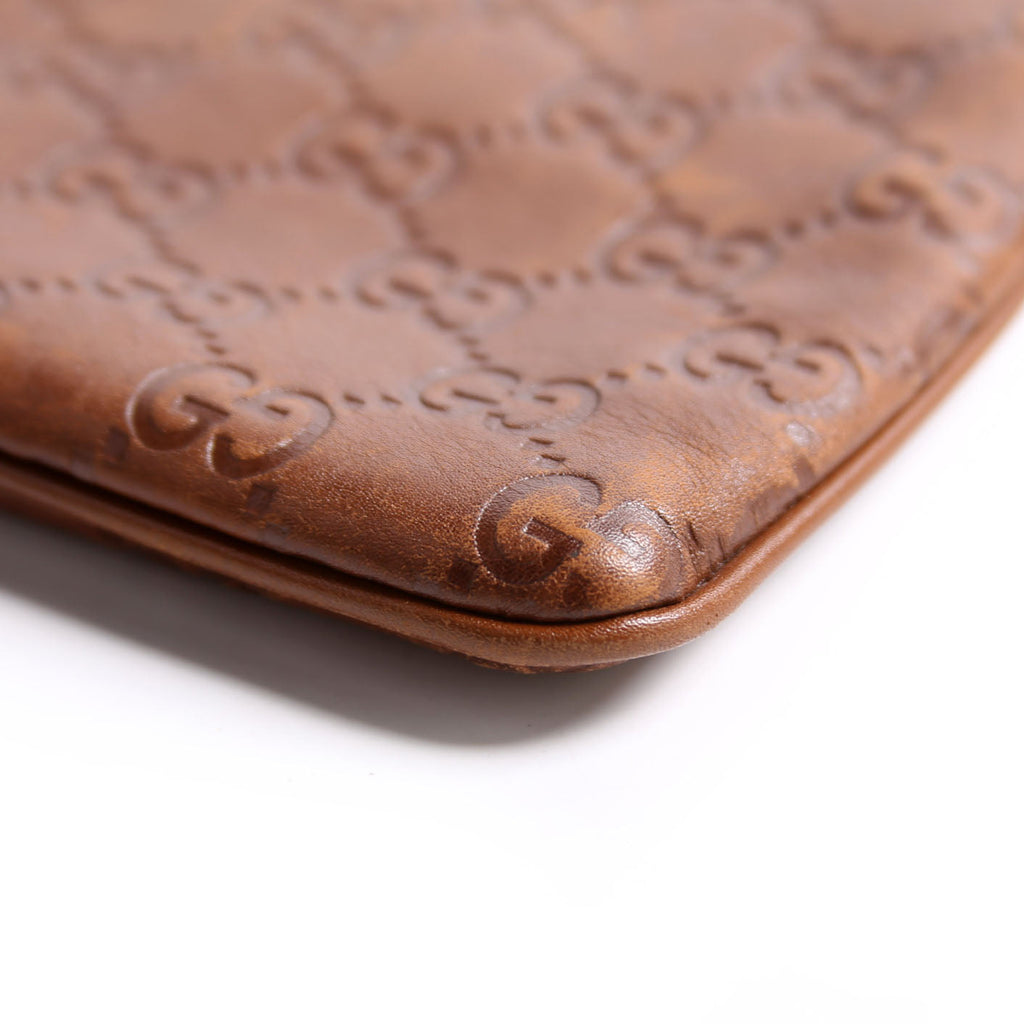 190553 Guccissima Leather Wristlet Brown