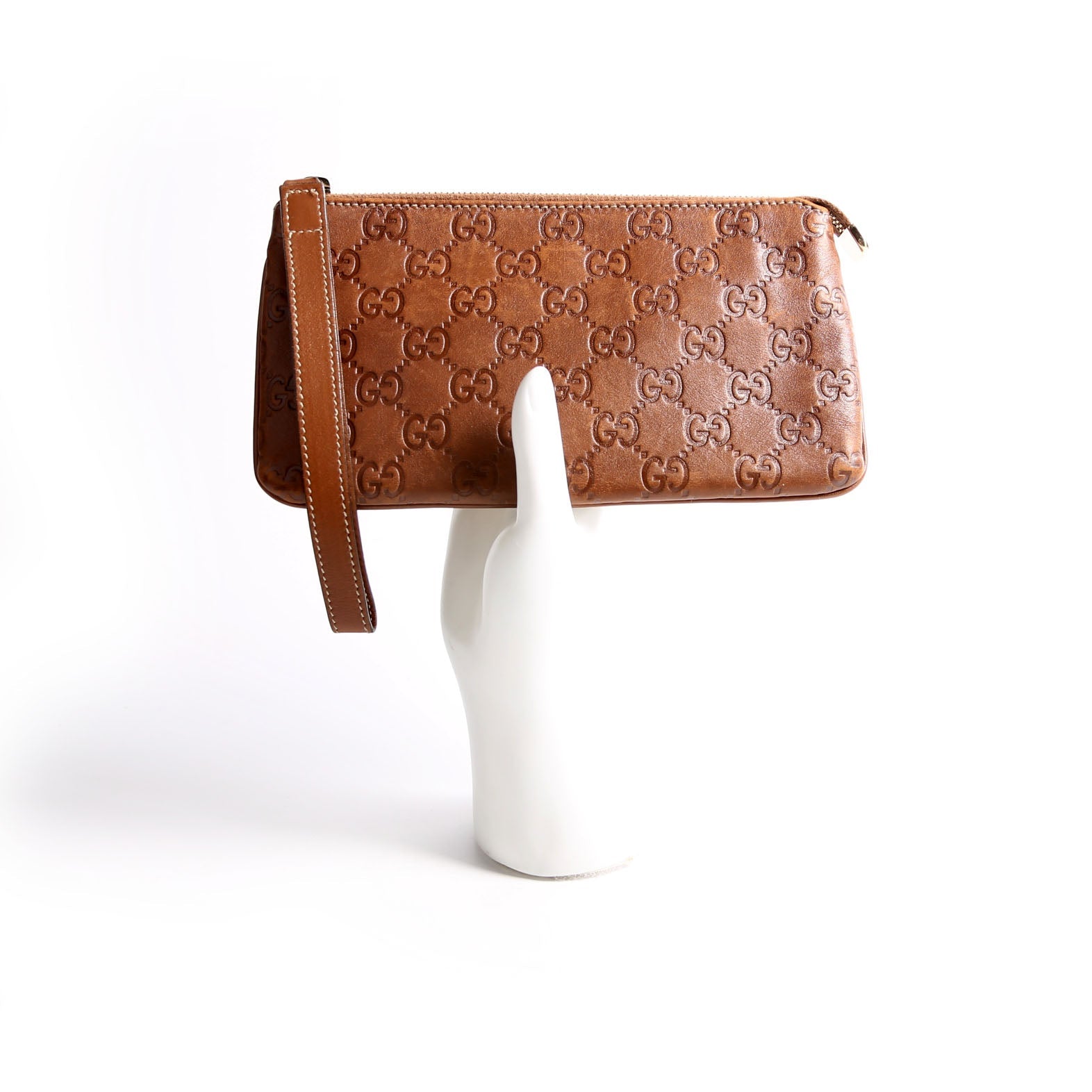 190553 Guccissima Leather Wristlet Brown