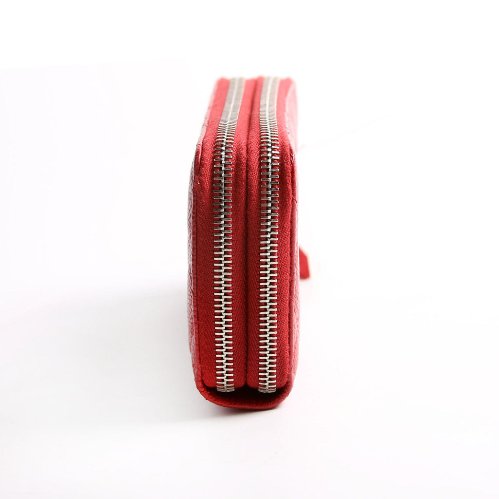 CC Double Zip Around Wallet Quilted Caviar 20M Red