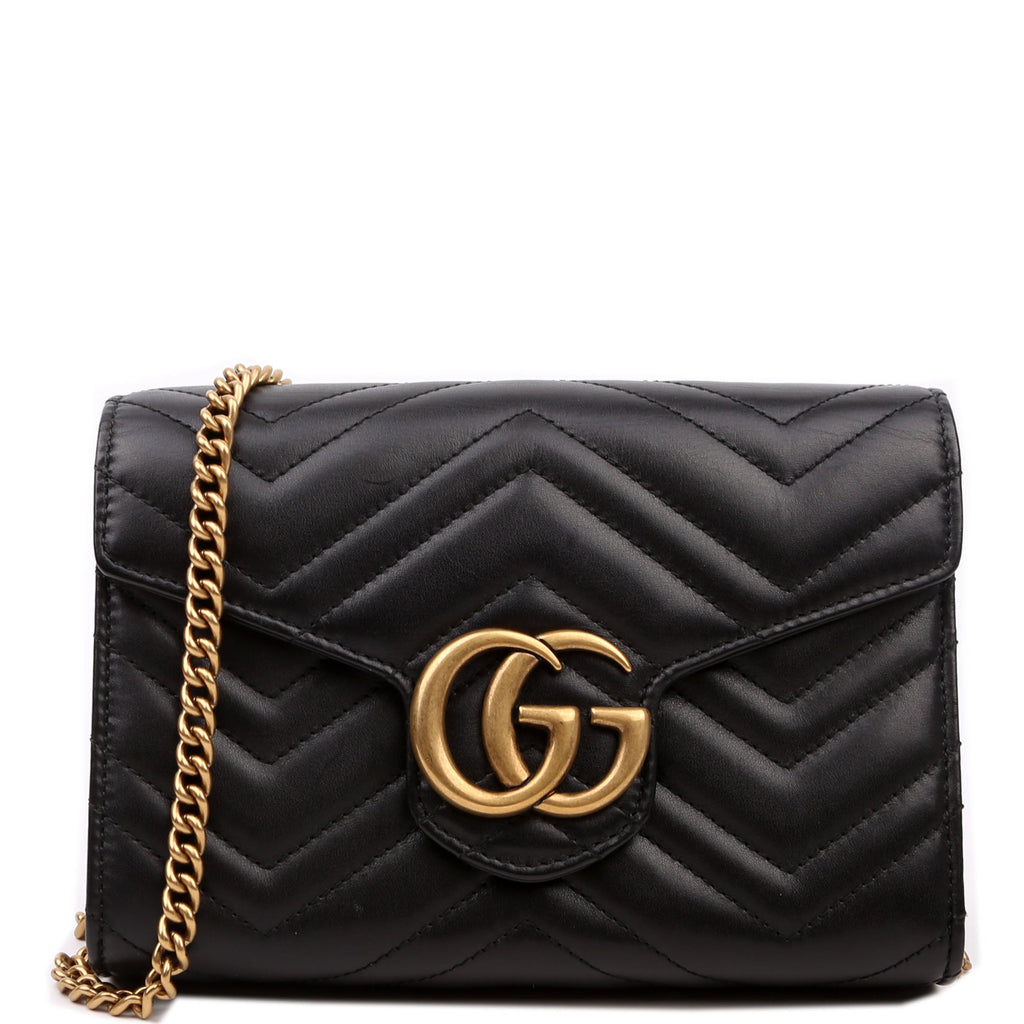 Gucci 474575 Marmont Chain Wallet Black