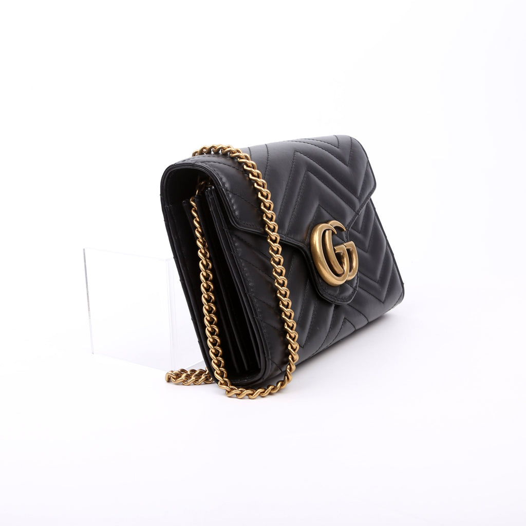 Gucci 474575 Marmont Chain Wallet Black