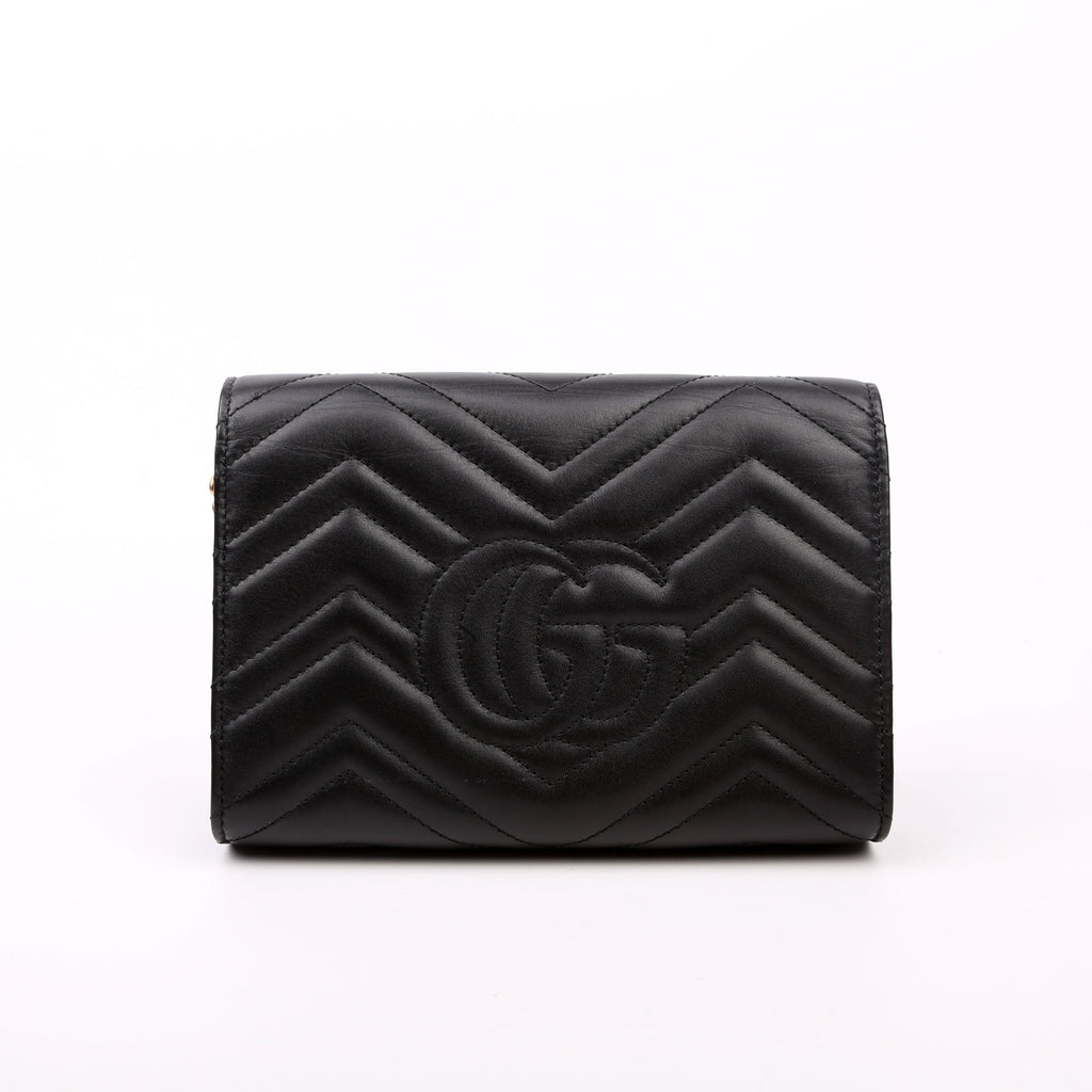 Gucci 474575 Marmont Chain Wallet Black