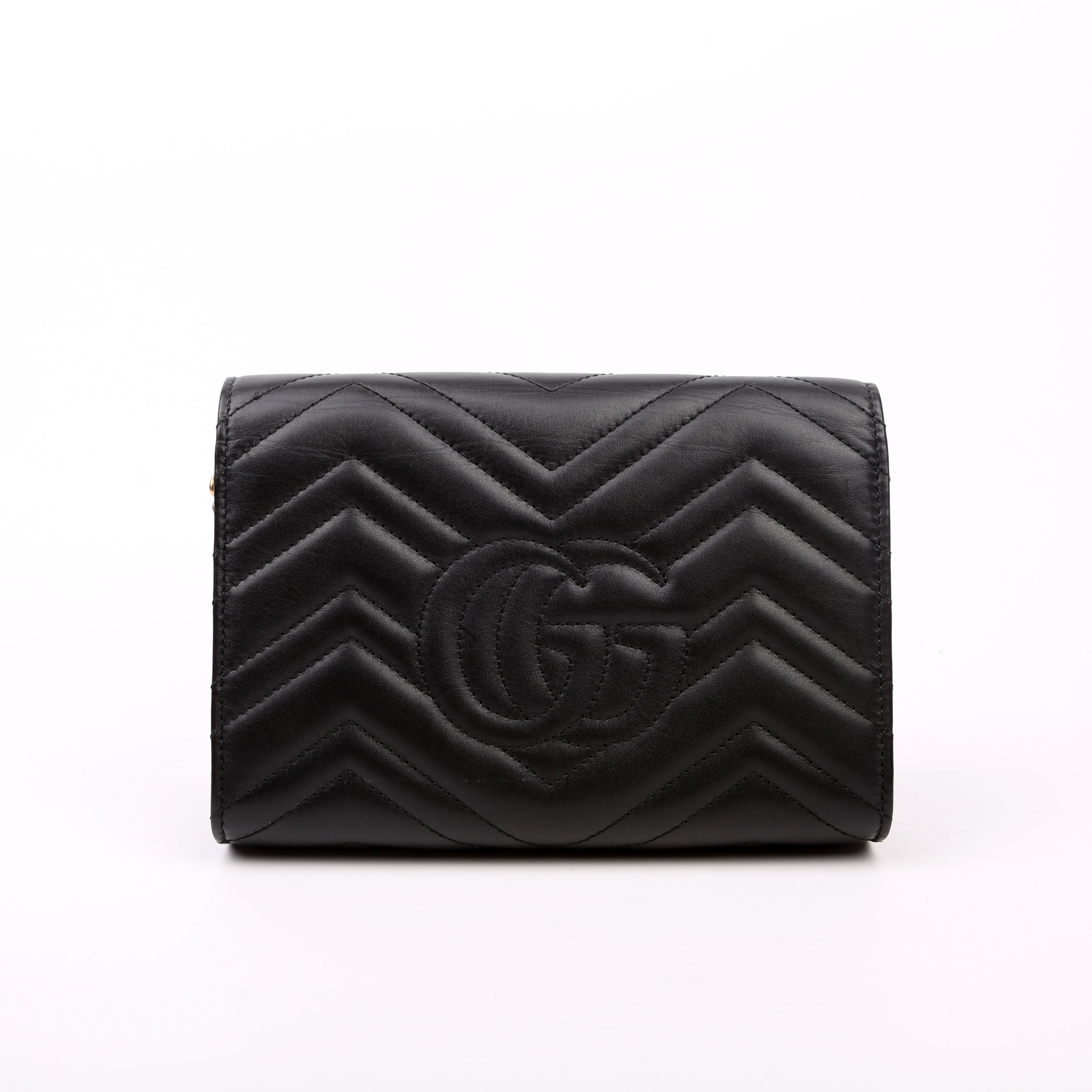 Gucci 474575 Marmont Chain Wallet Black