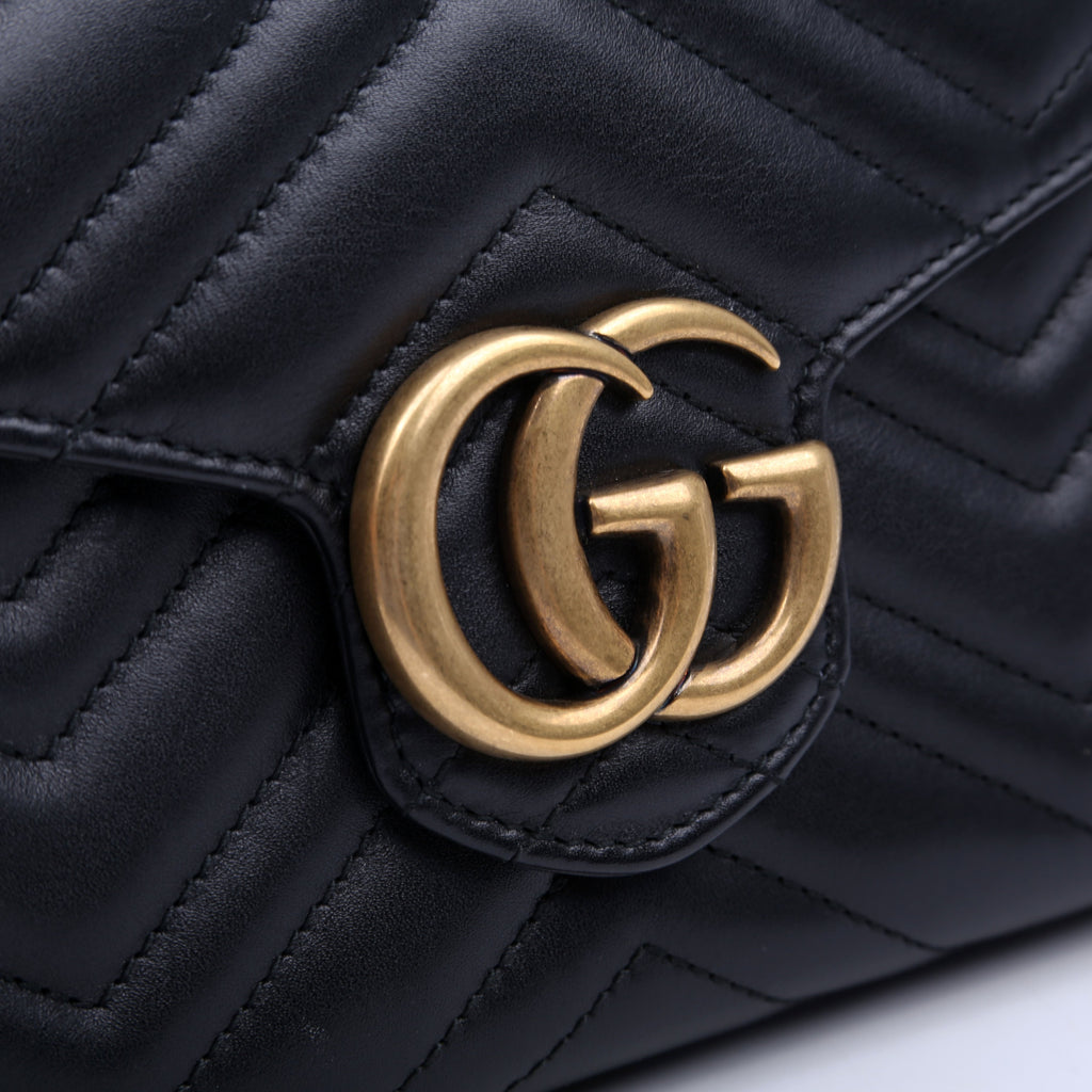 Gucci 474575 Marmont Chain Wallet Black