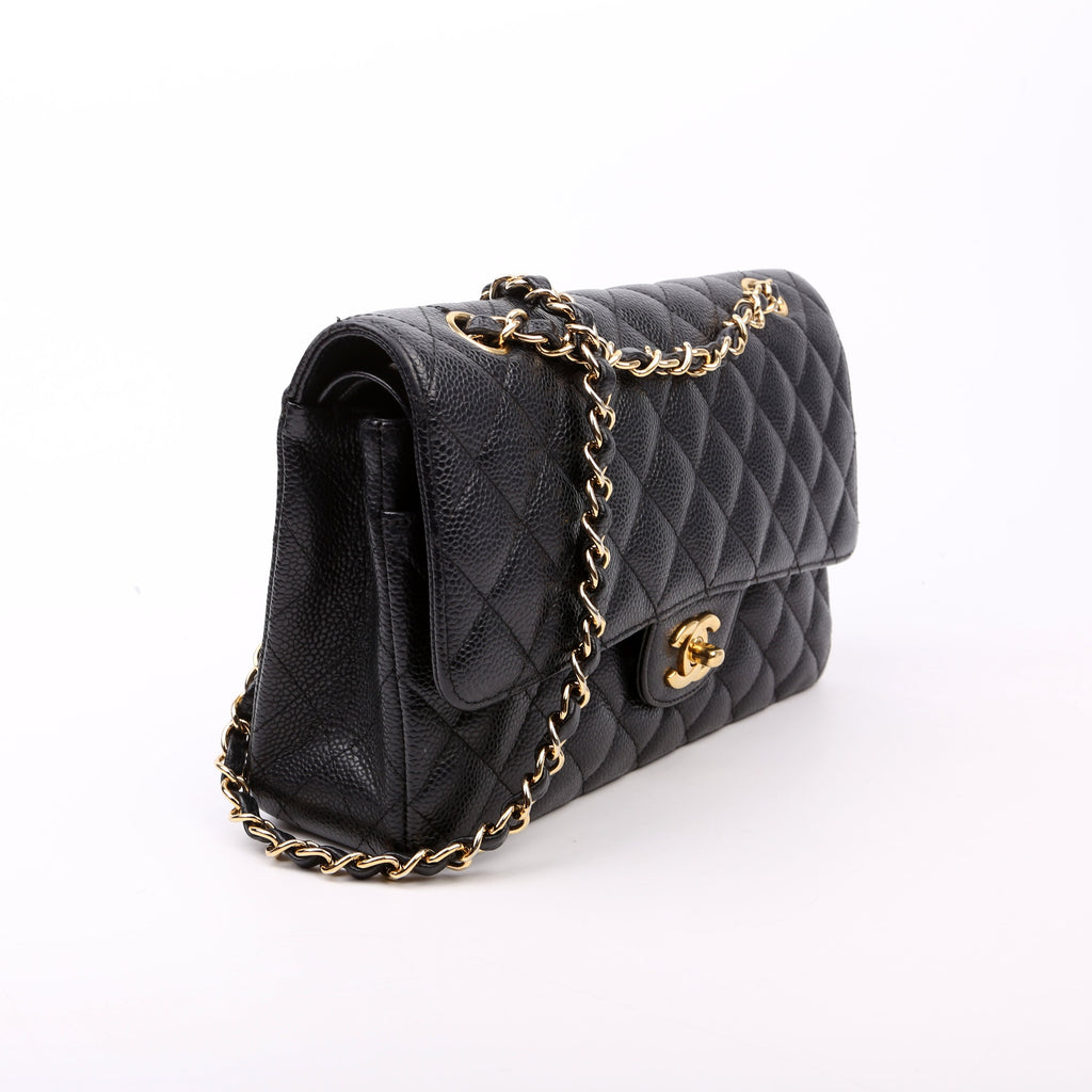 Classic Flap Medium Caviar 12M Black