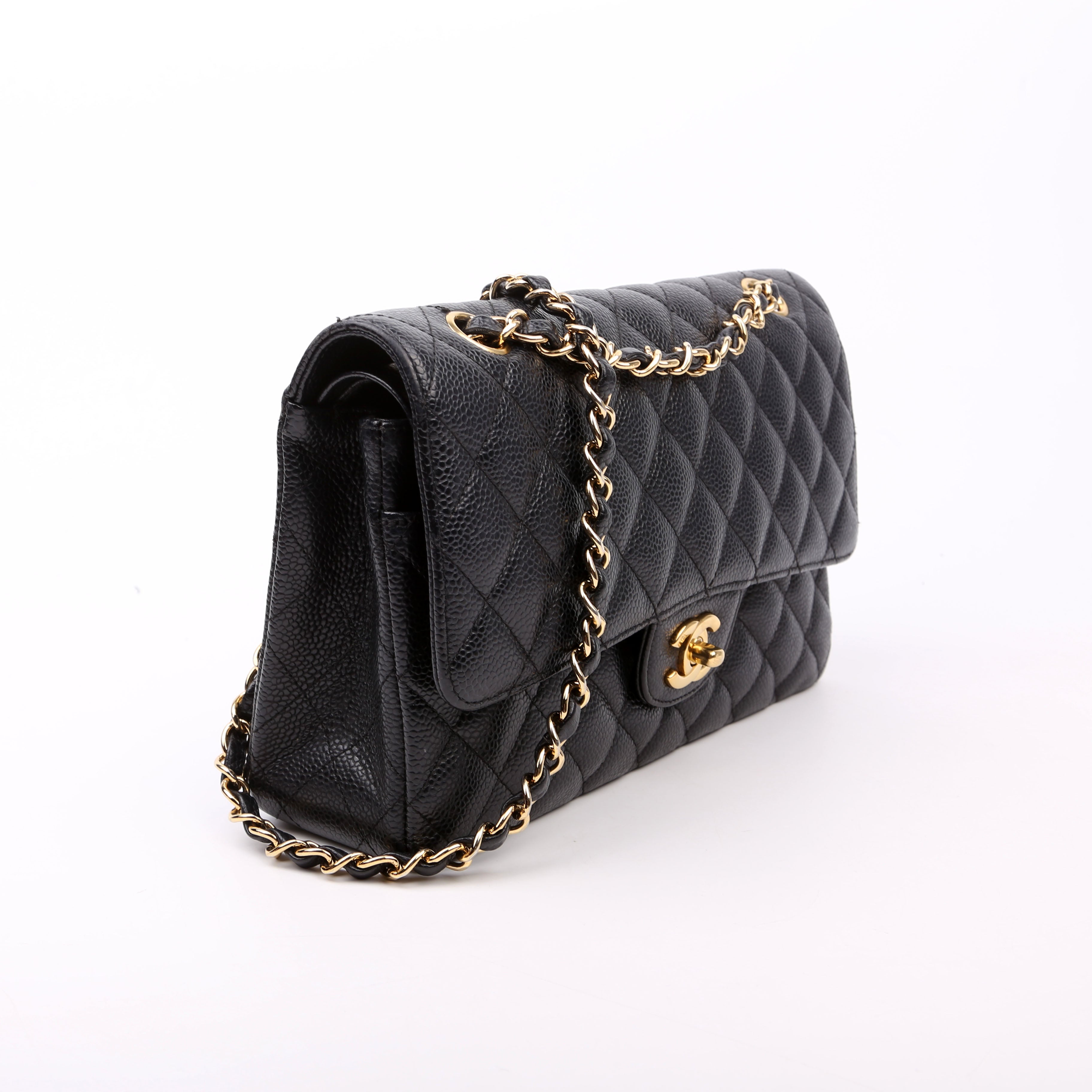 Classic Flap Medium Caviar 12M Black