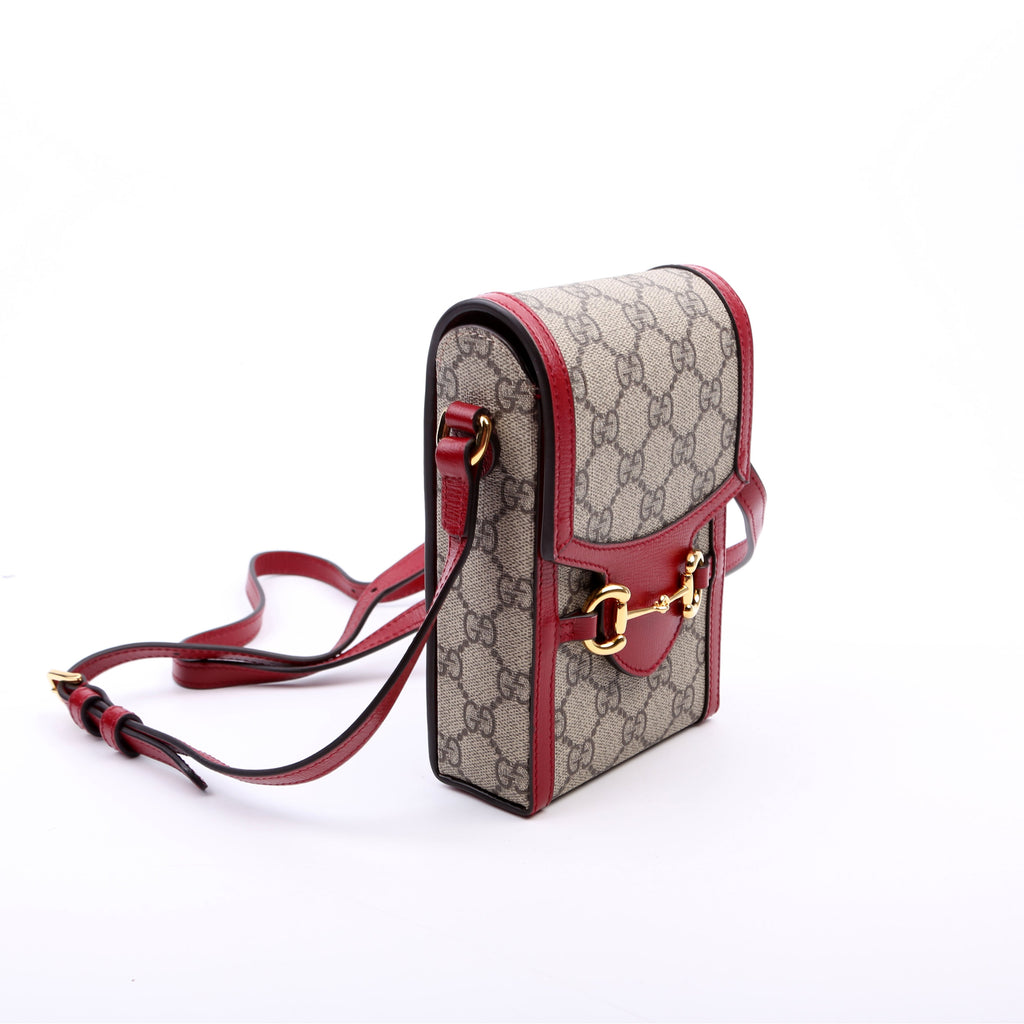 Gucci 625615 Horsebit 1955 GG Supreme Mini Bag Red