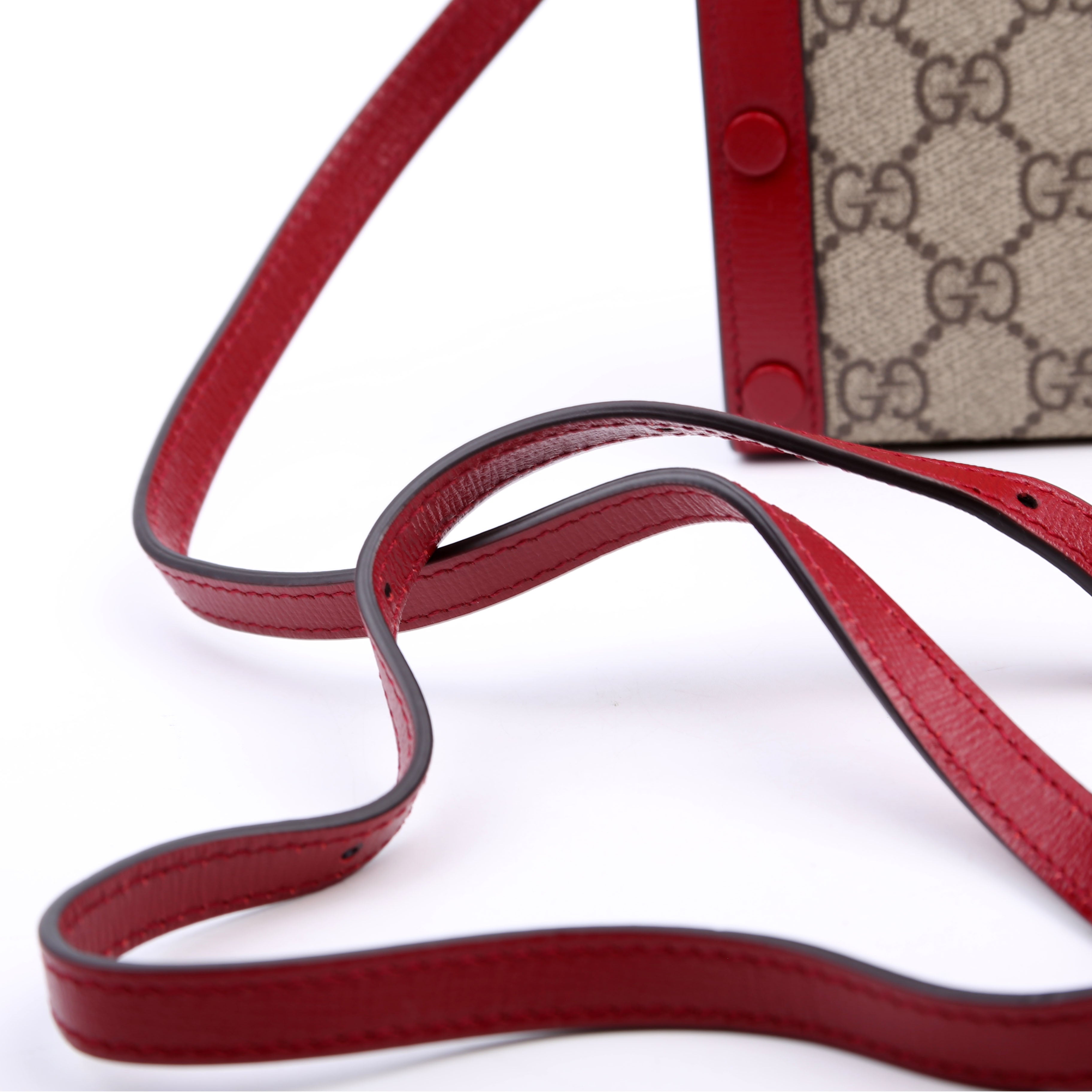 Gucci 625615 Horsebit 1955 GG Supreme Mini Bag Red