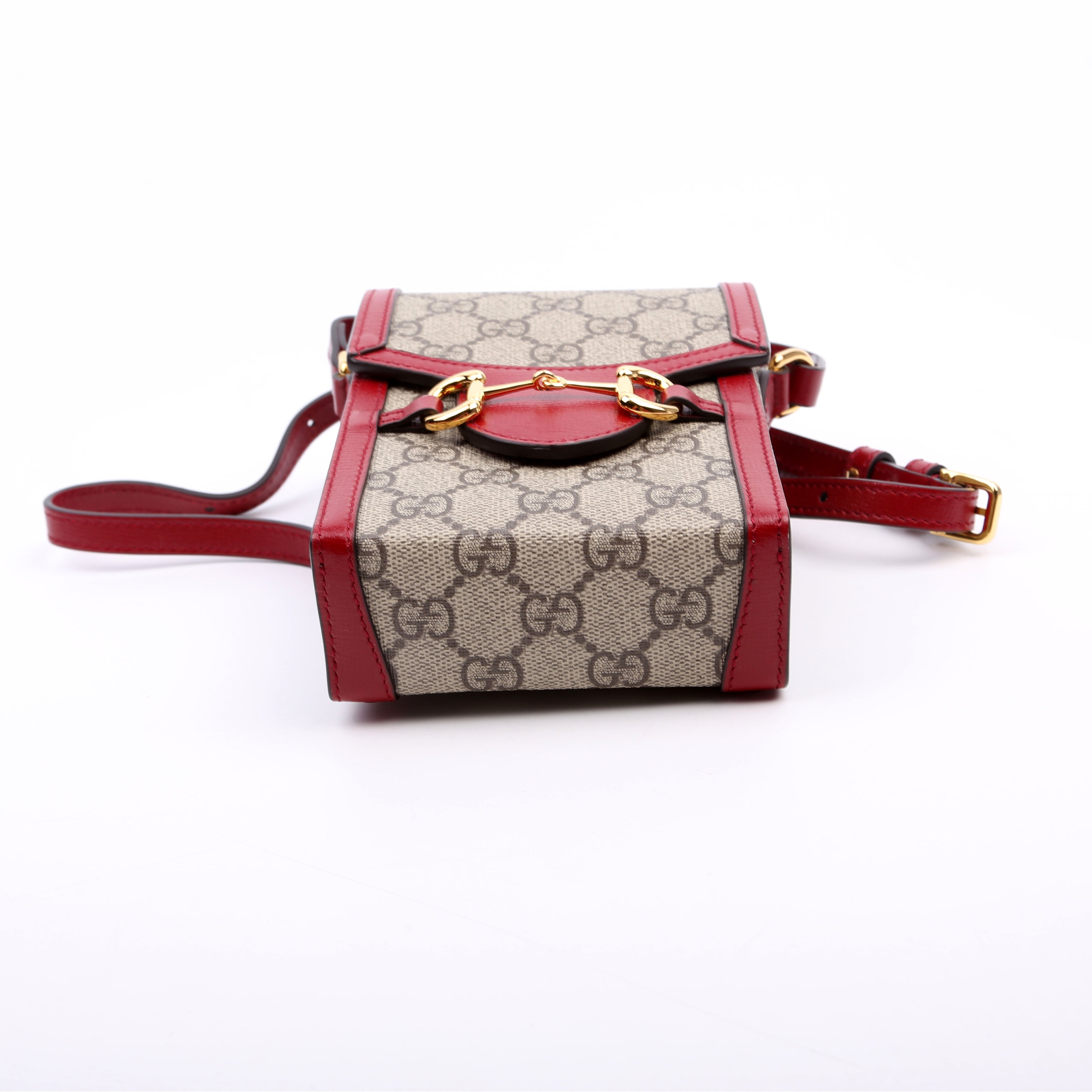 Gucci 625615 Horsebit 1955 GG Supreme Mini Bag Red