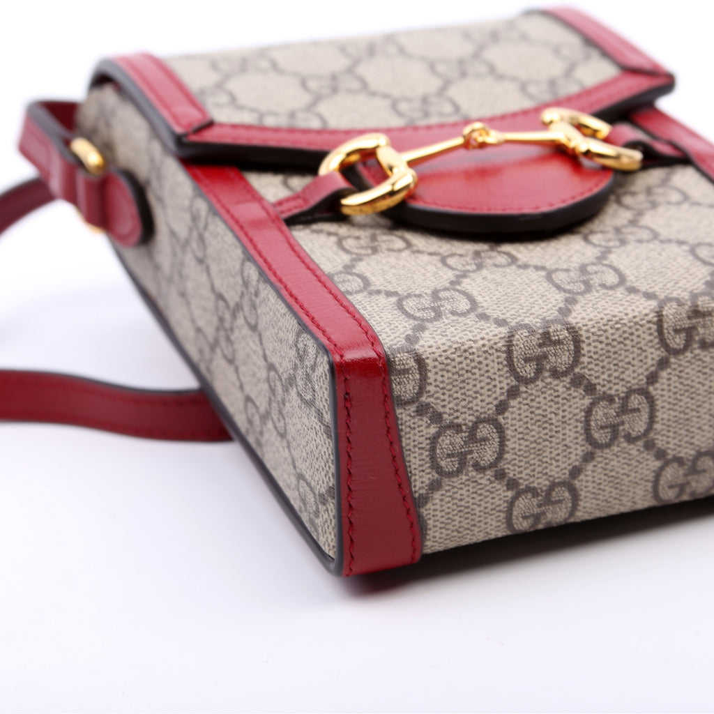 Gucci 625615 Horsebit 1955 GG Supreme Mini Bag Red