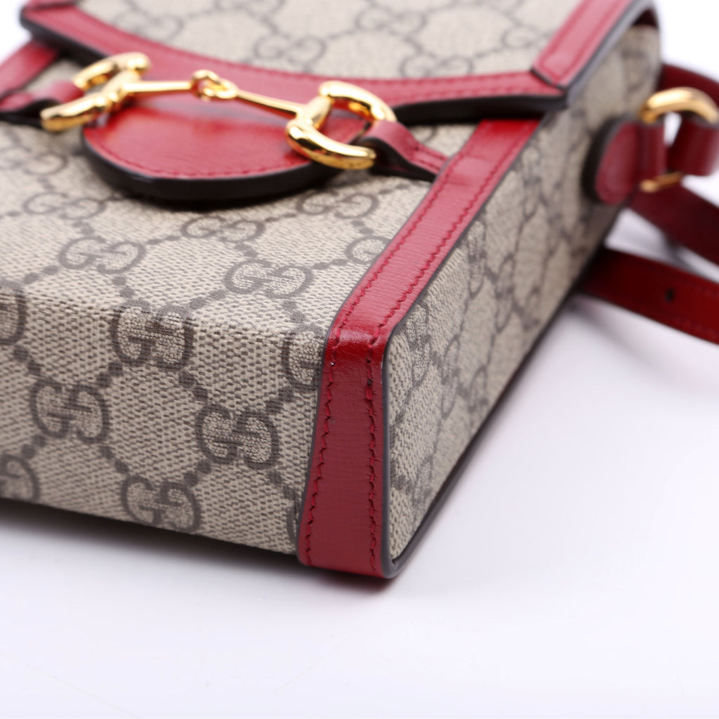 Gucci 625615 Horsebit 1955 GG Supreme Mini Bag Red