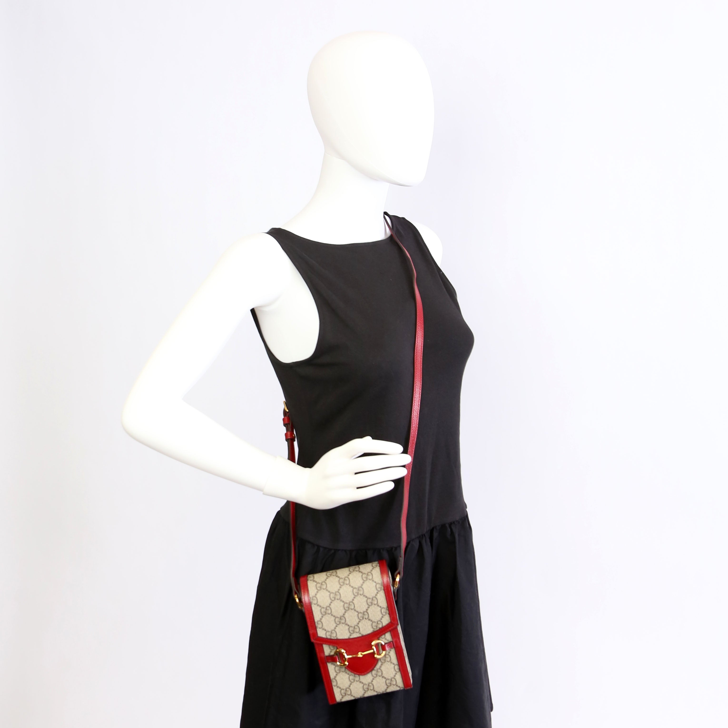 Gucci 625615 Horsebit 1955 GG Supreme Mini Bag Red