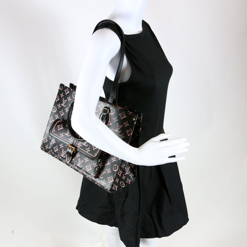 Onthego MM Fall For You Monogram Black/Pink