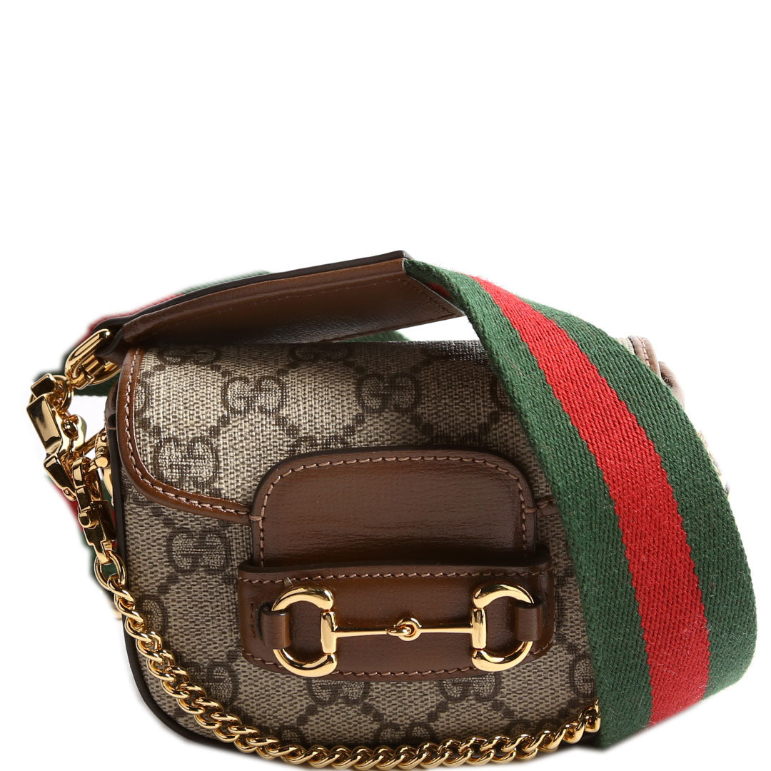 699760 Horsebit 1955 GG Supreme Wallet On Strap Brown