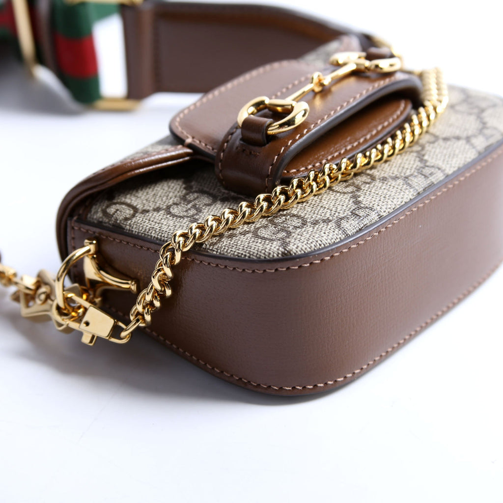 699760 Horsebit 1955 GG Supreme Wallet On Strap Brown
