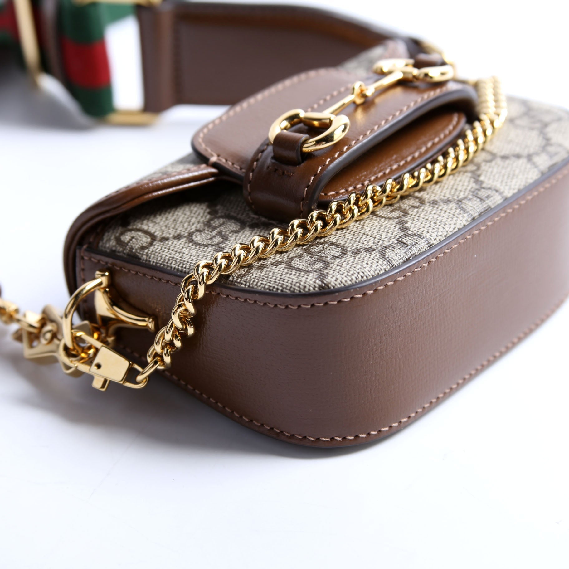 699760 Horsebit 1955 GG Supreme Wallet On Strap Brown
