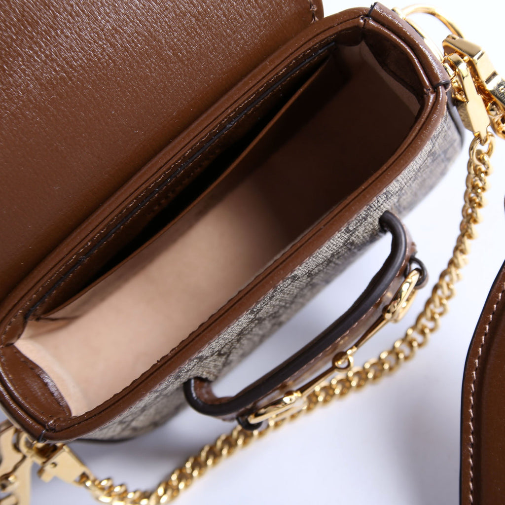 699760 Horsebit 1955 GG Supreme Wallet On Strap Brown