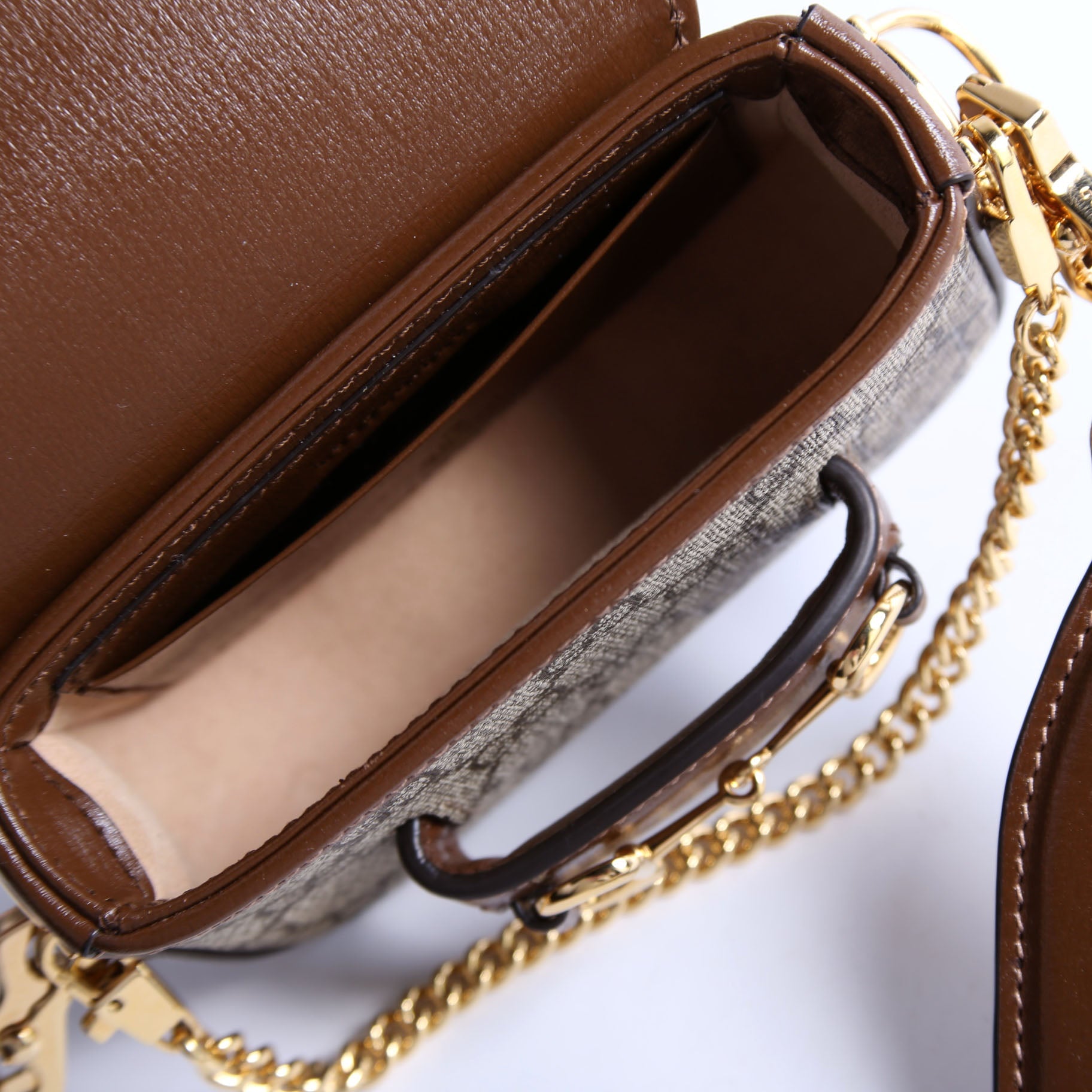 699760 Horsebit 1955 GG Supreme Wallet On Strap Brown
