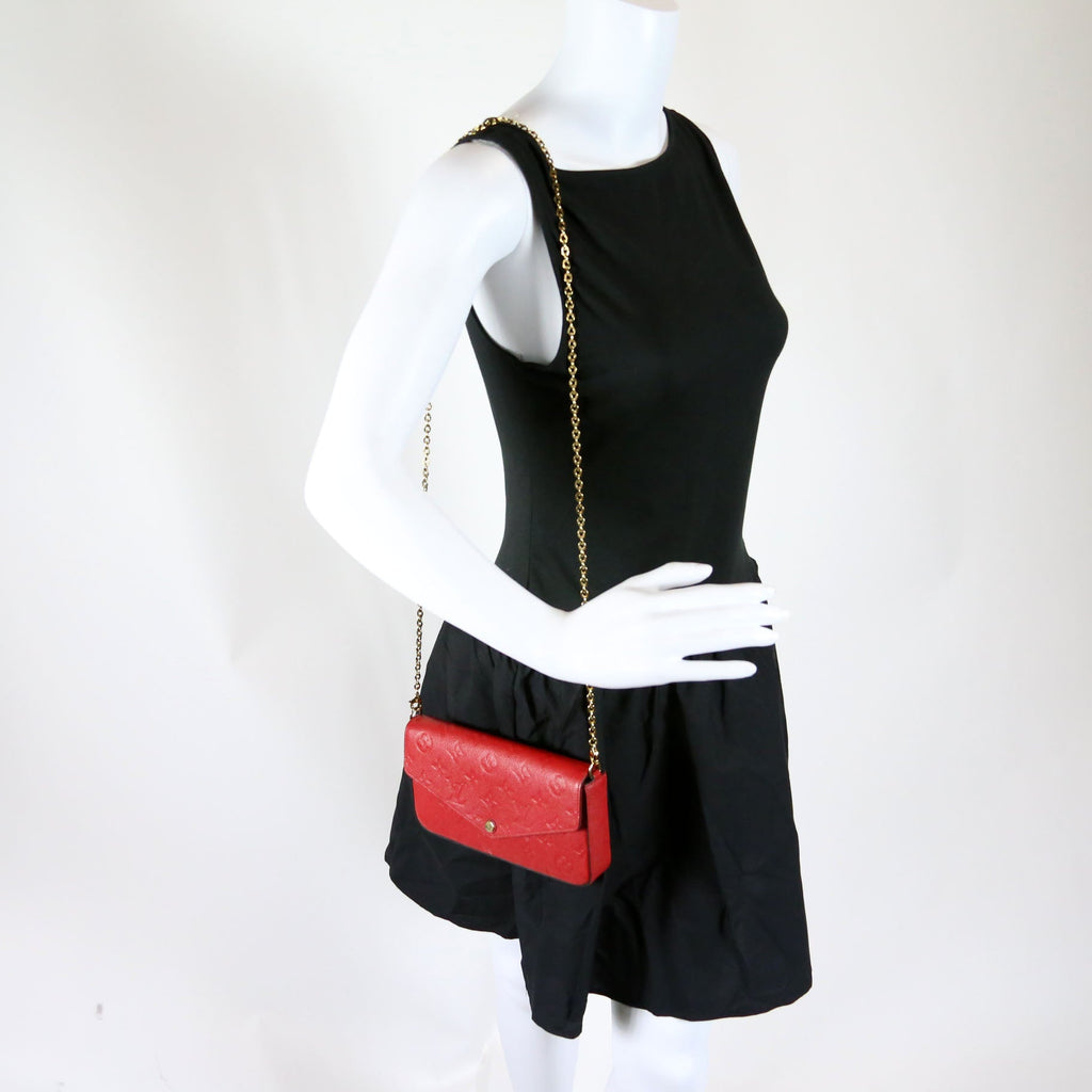 Pochette Felicie Empreinte Red/Gold