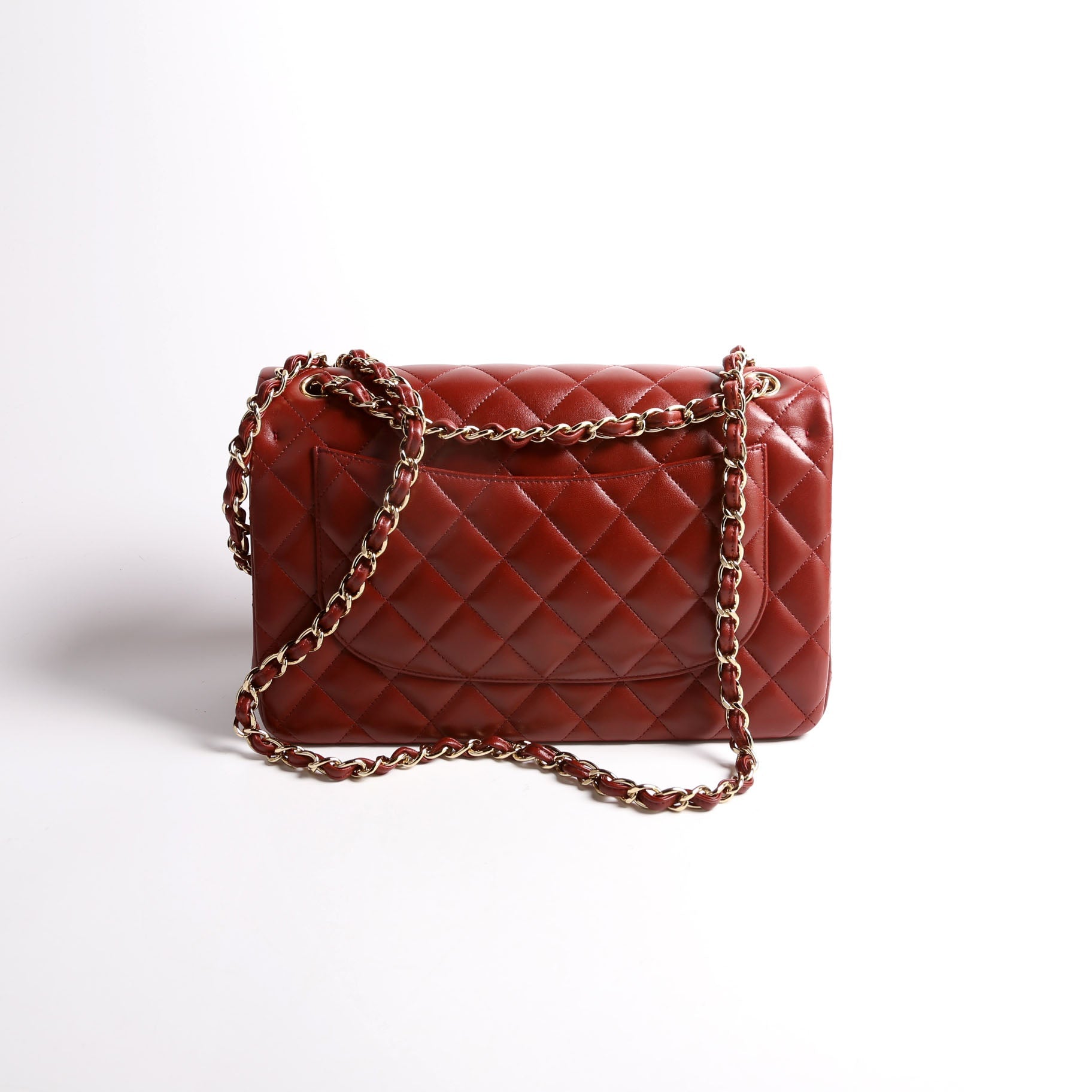 Classic Flap Jumbo Lambskin 21-24m Burgundy/Gold