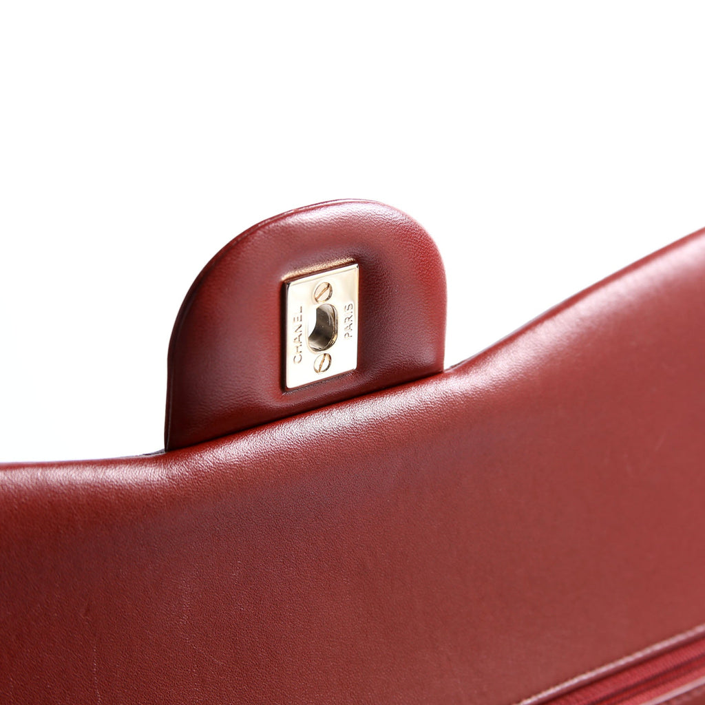 Classic Flap Jumbo Lambskin 21-24m Burgundy/Gold