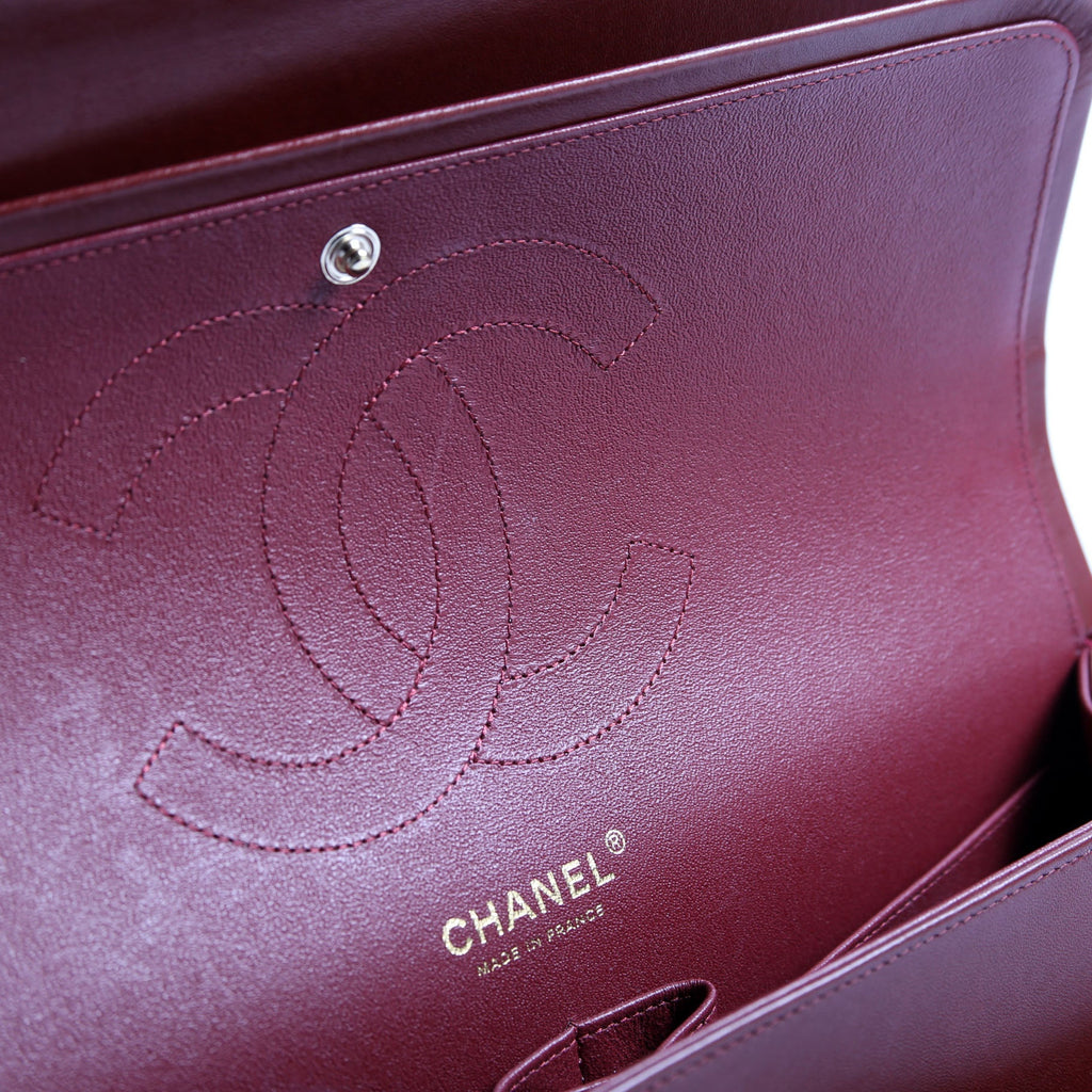 Classic Flap Jumbo Lambskin 21-24m Burgundy/Gold
