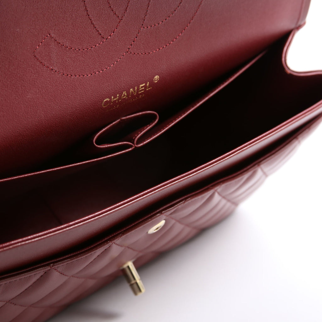 Classic Flap Jumbo Lambskin 21-24m Burgundy/Gold