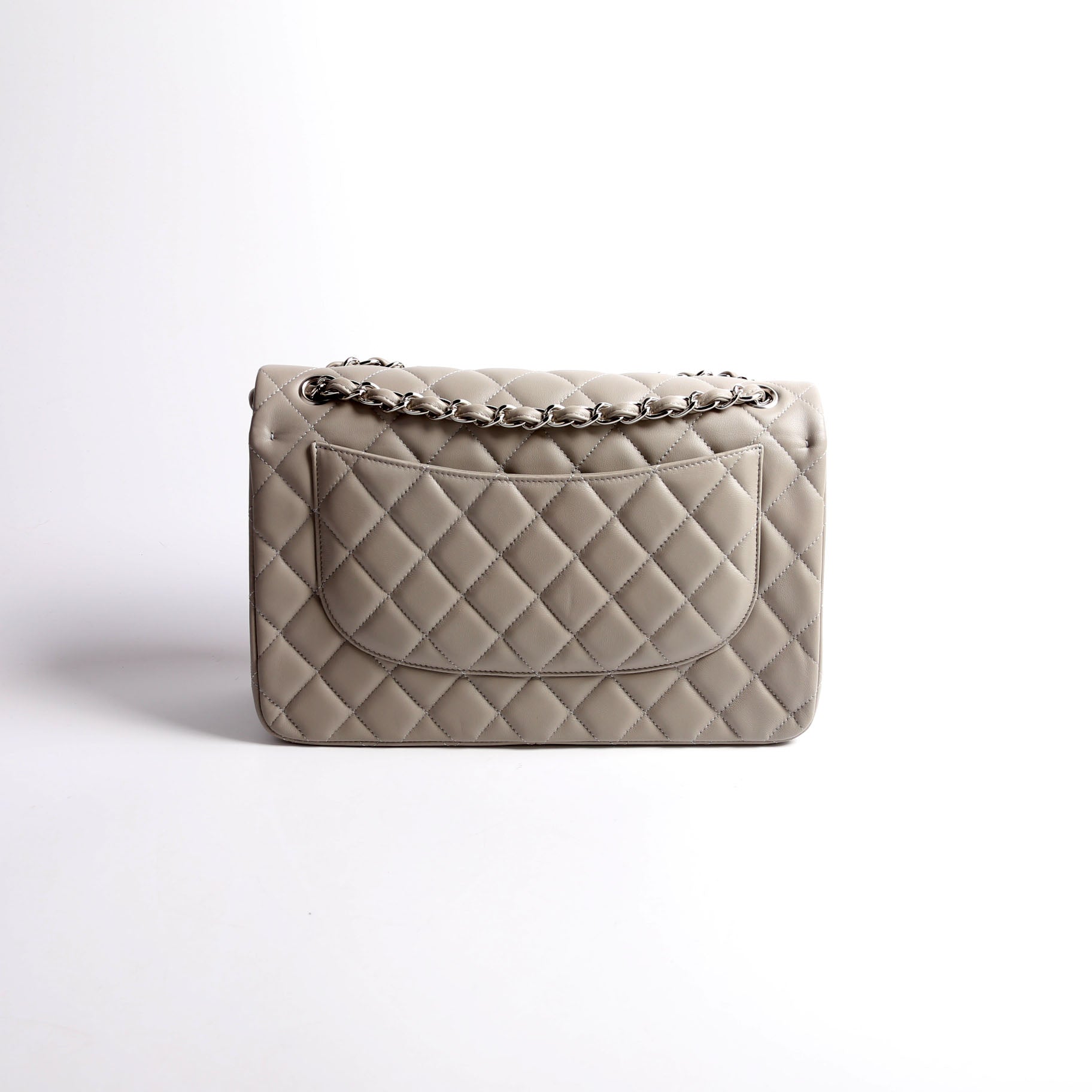 Classic Flap Jumbo Lambskin 25-28M Gray/Silver