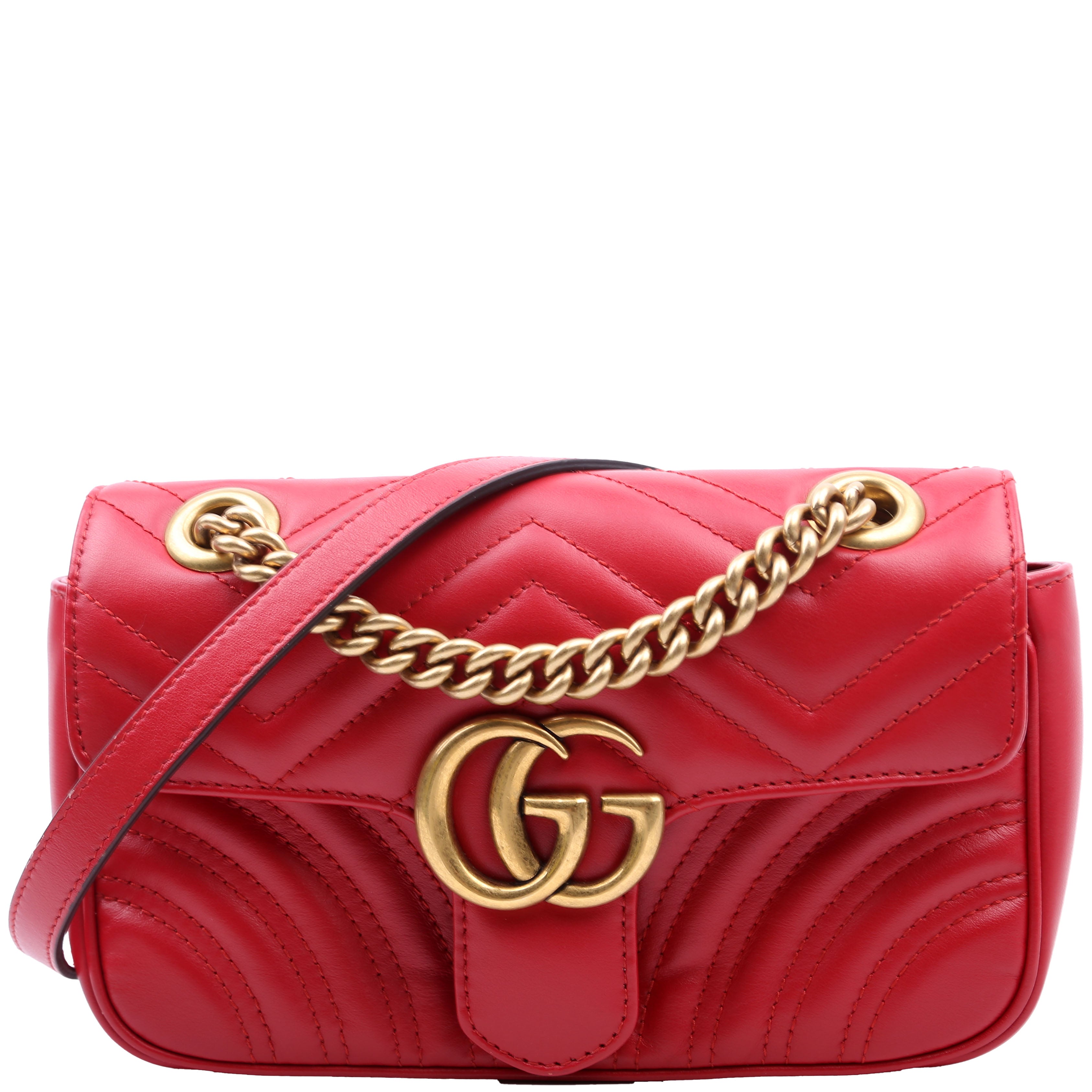 446744 Marmont Leather Shoulder Mini Flap Red