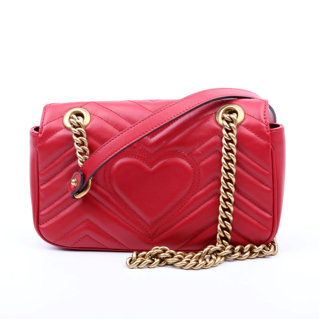 446744 Marmont Leather Shoulder Mini Flap Red