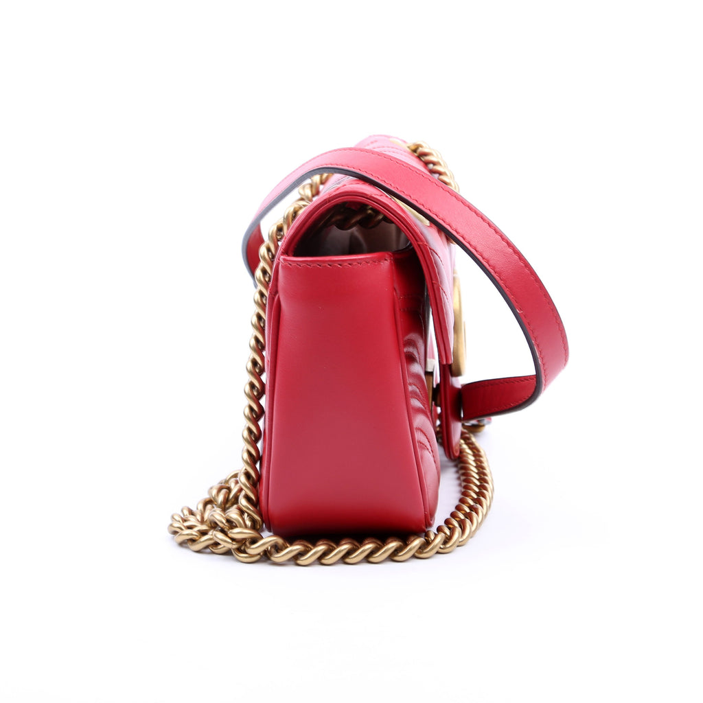 446744 Marmont Leather Shoulder Mini Flap Red