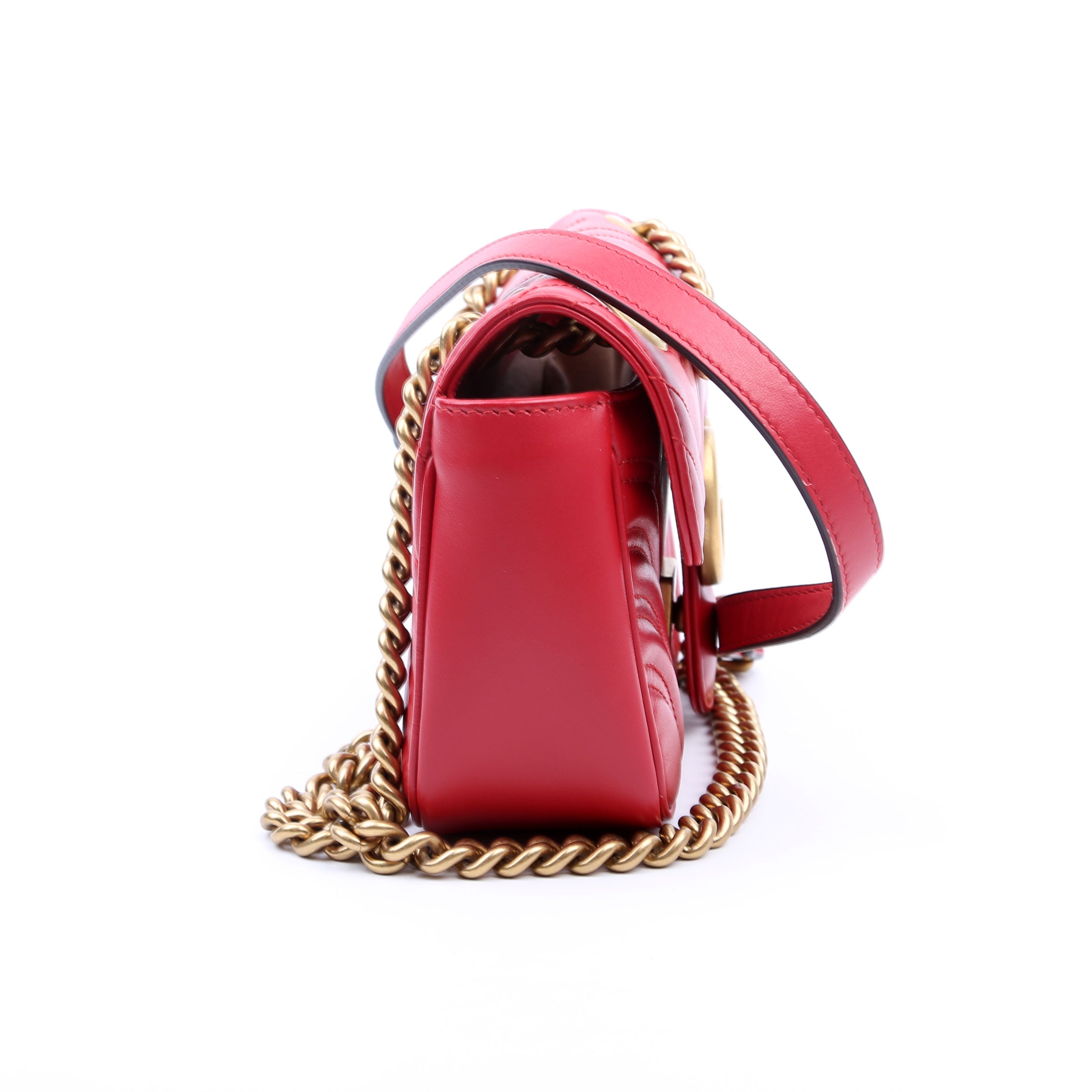 446744 Marmont Leather Shoulder Mini Flap Red